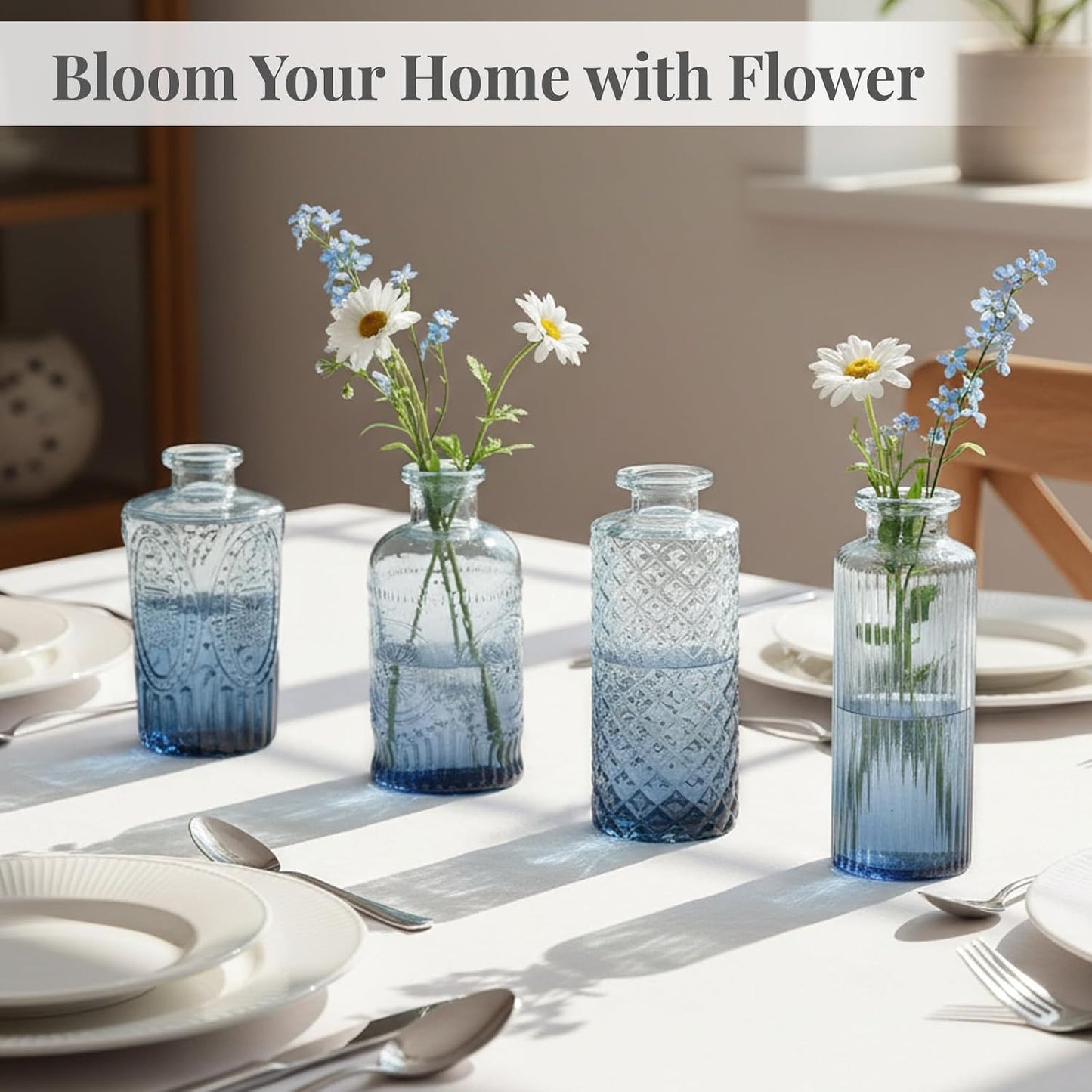 Glass Vase / Small Vase / Blue / Set of 12