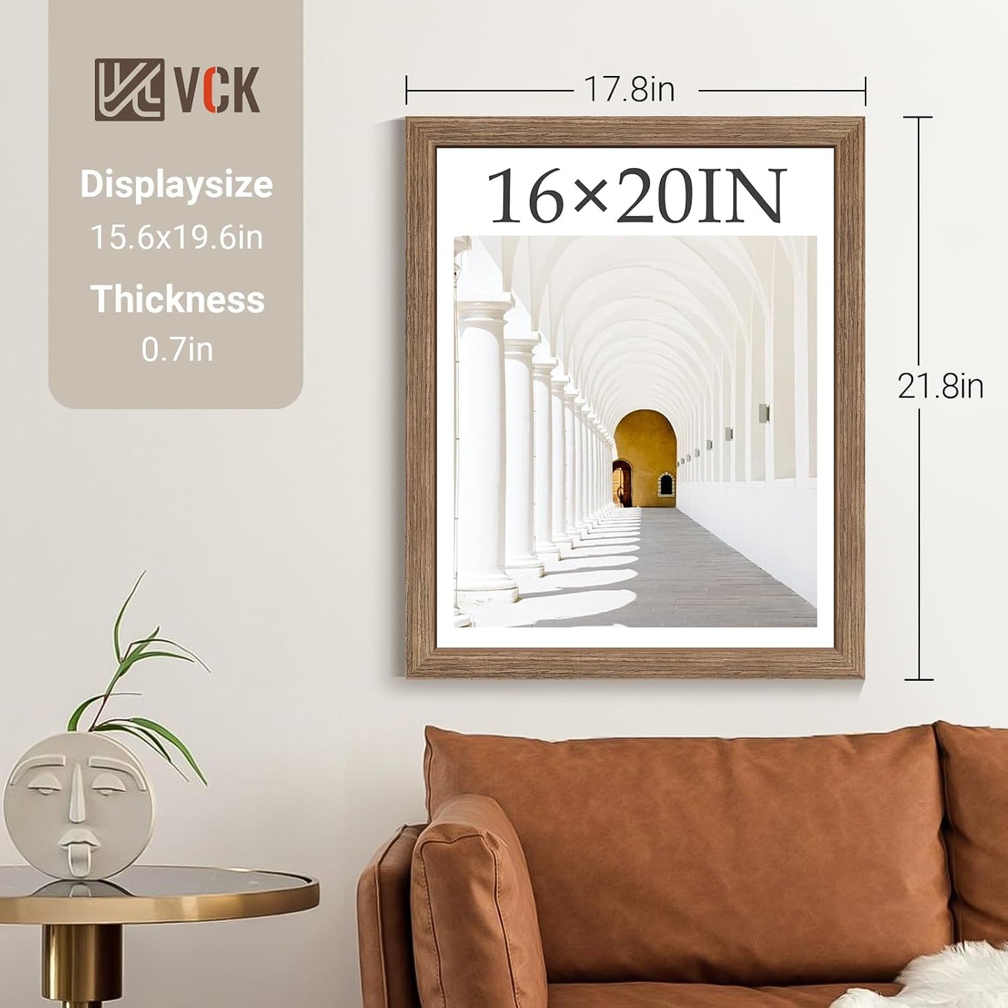 VCK 16x20 Frames Walnut 4 Pack, Wide Thick Wood Border, for Poster/Prints | Exclusive Woodgrain, Wall Hanging, HD