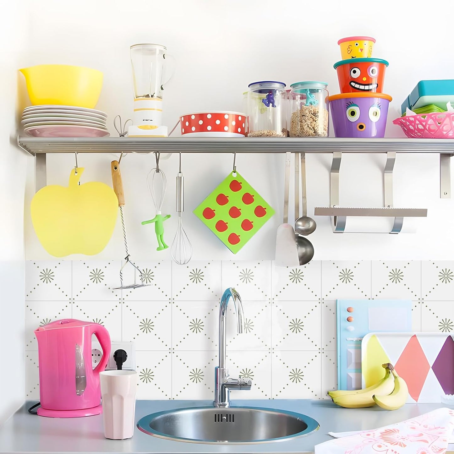 Peel & Stick Wall Tile Stickers Backsplash Self Adhesive / Green / 6 x 6 / Set of 12