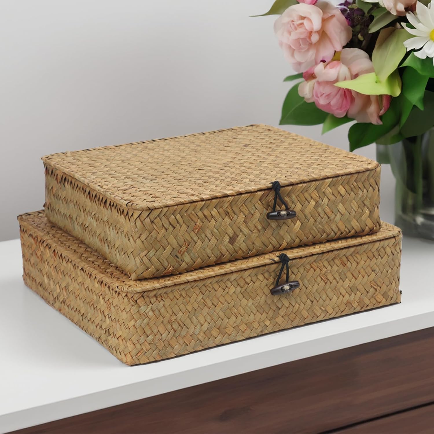 Wicker Basket / Woven Basket for Storage / Seagrass / Small+large / Set of 2