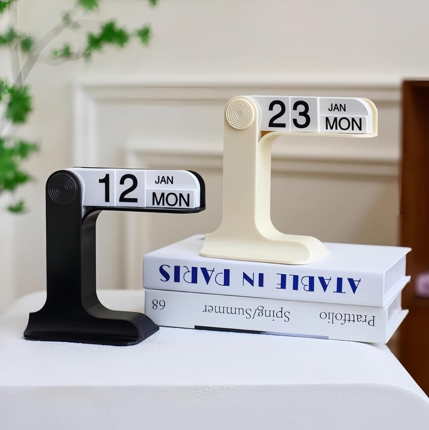 Perpetual Calendar, Standing Flip Calendar, Aesthetic Reusable Daily Page Turning Flip Desktop Calendar, Modern