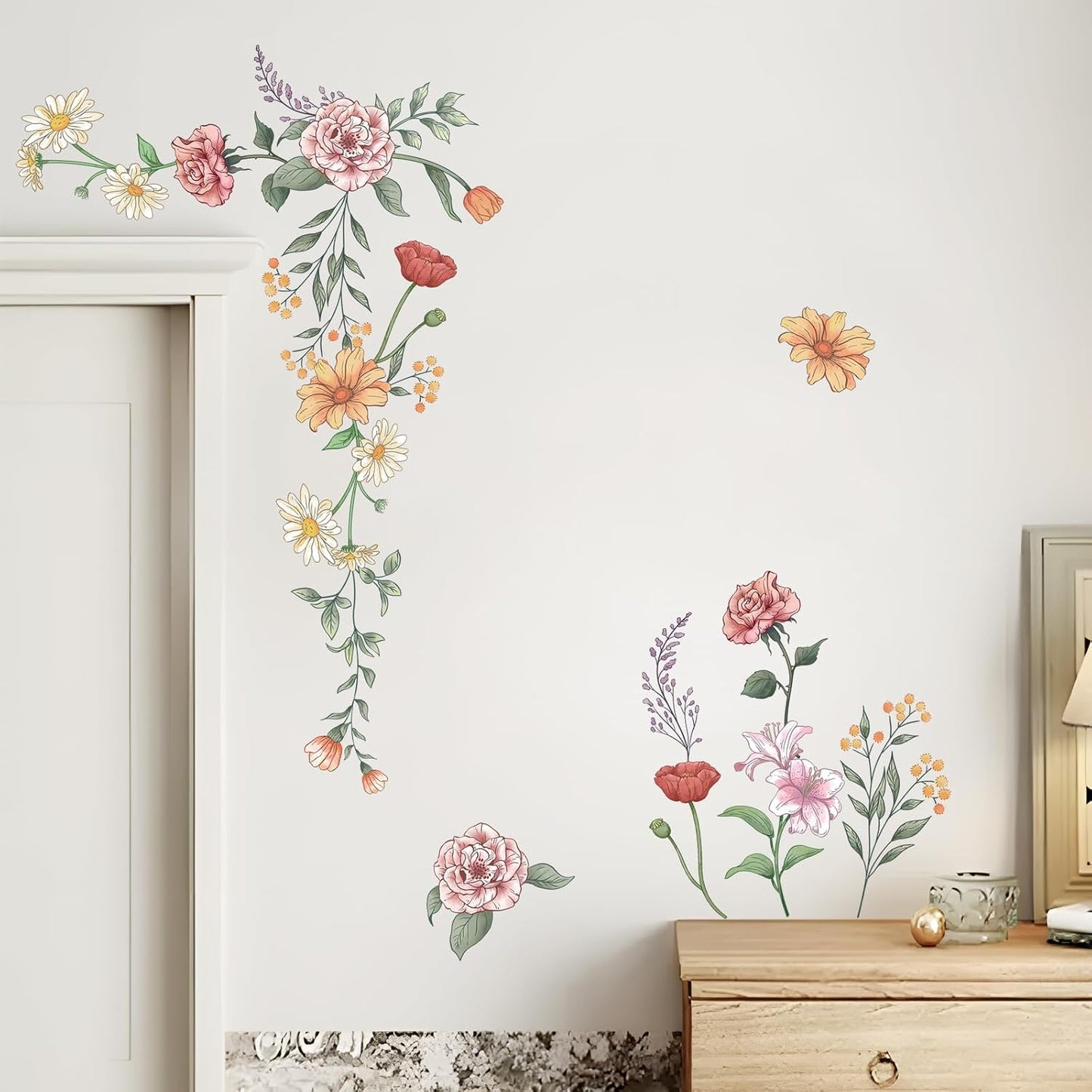 Retro Colorful Wildflower Wall Stickers / Colorful Retro