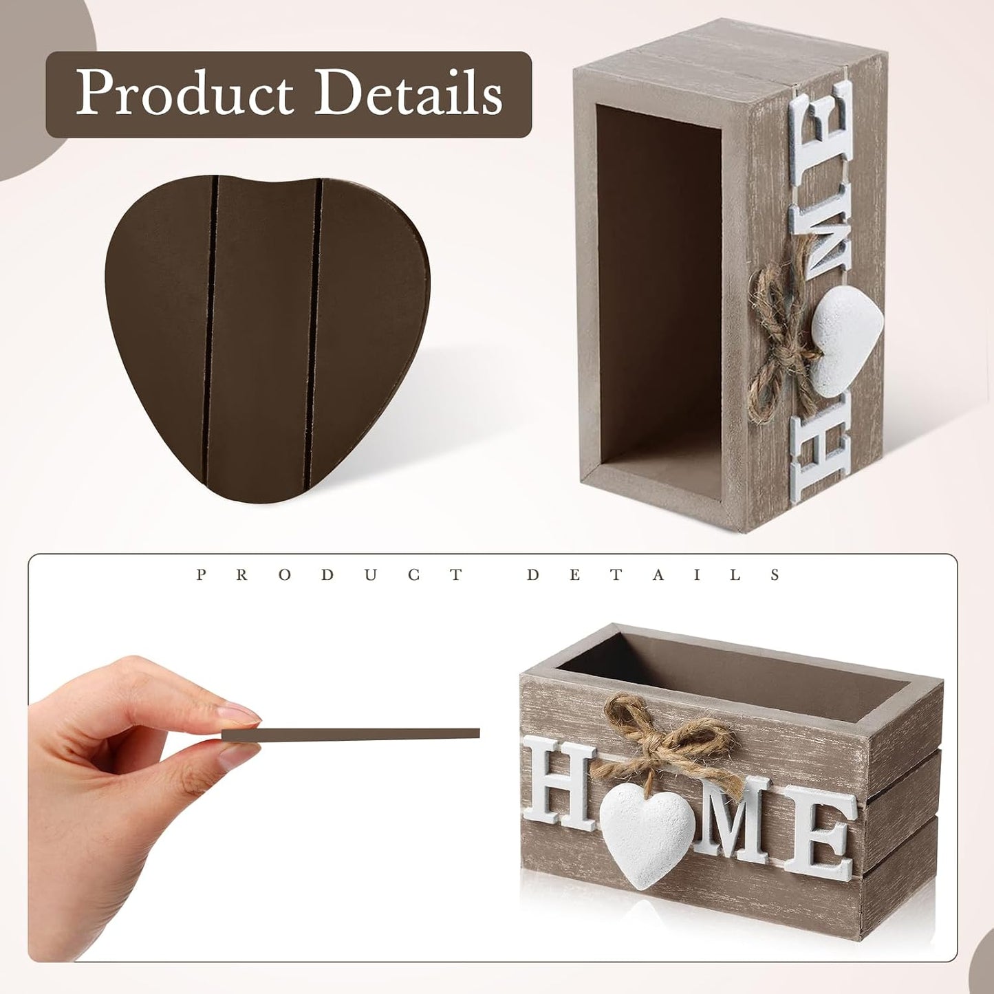 Wooden Heart Coasters House Warming Gifts New White Elephant / Home / Brownish Black / Set of 6