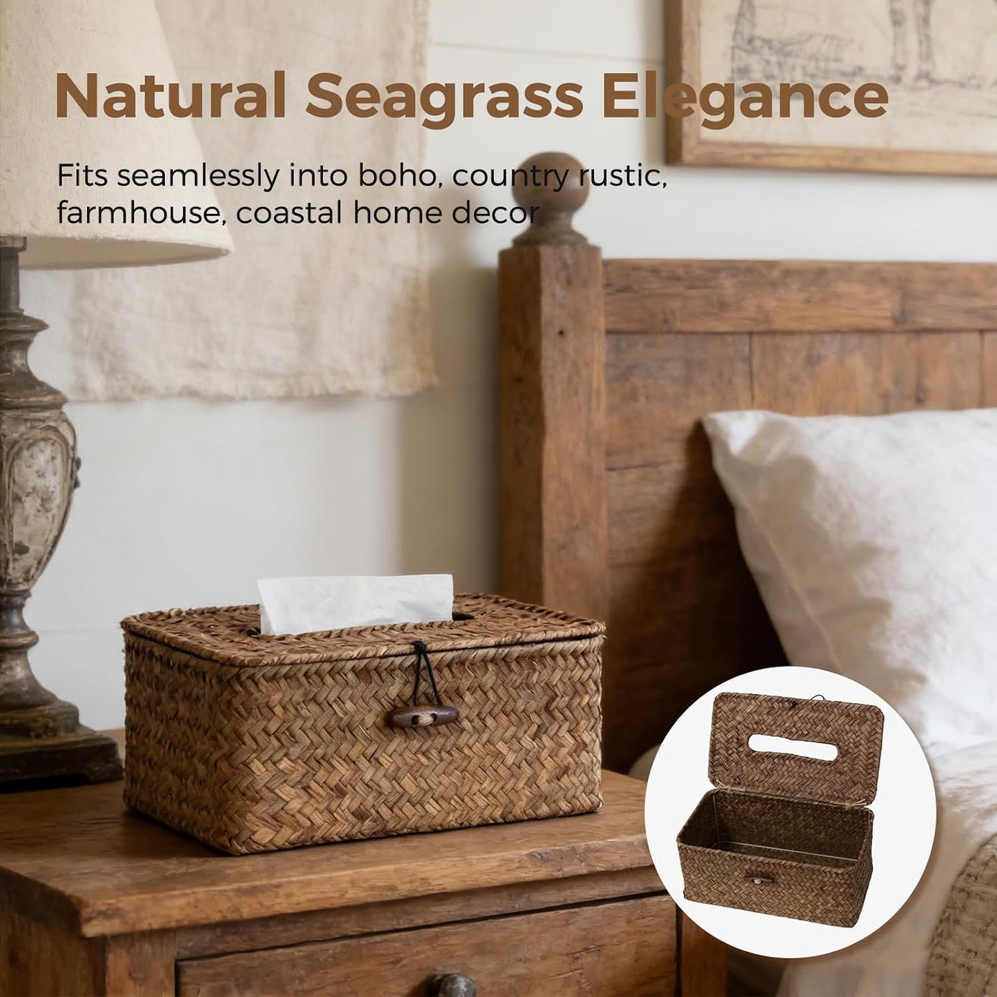 Rectangle Wicker Tissue Box Cover / Brown / Standard Box