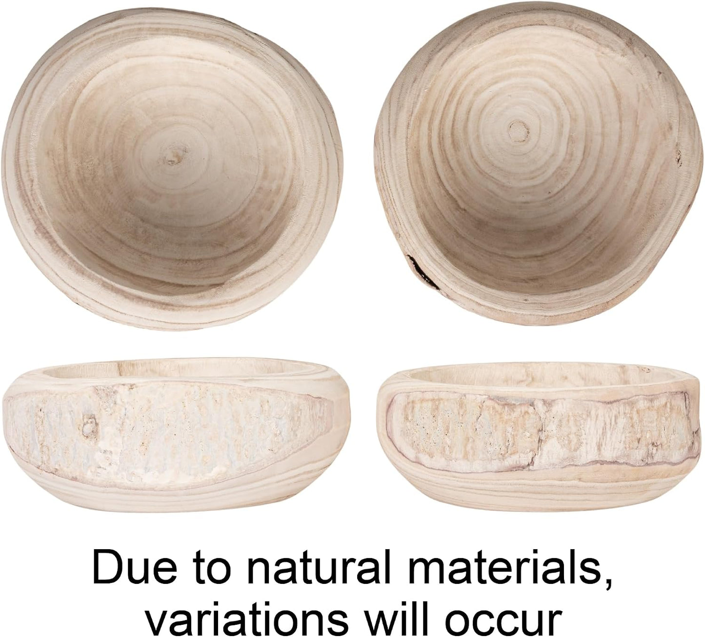 Decorative Hand-Carved Paulownia Wood Bowl / 10.5 Inch