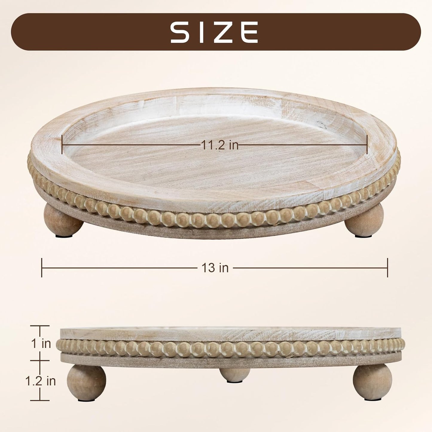 Farmhouse Decorative Trays / Wash White-13in