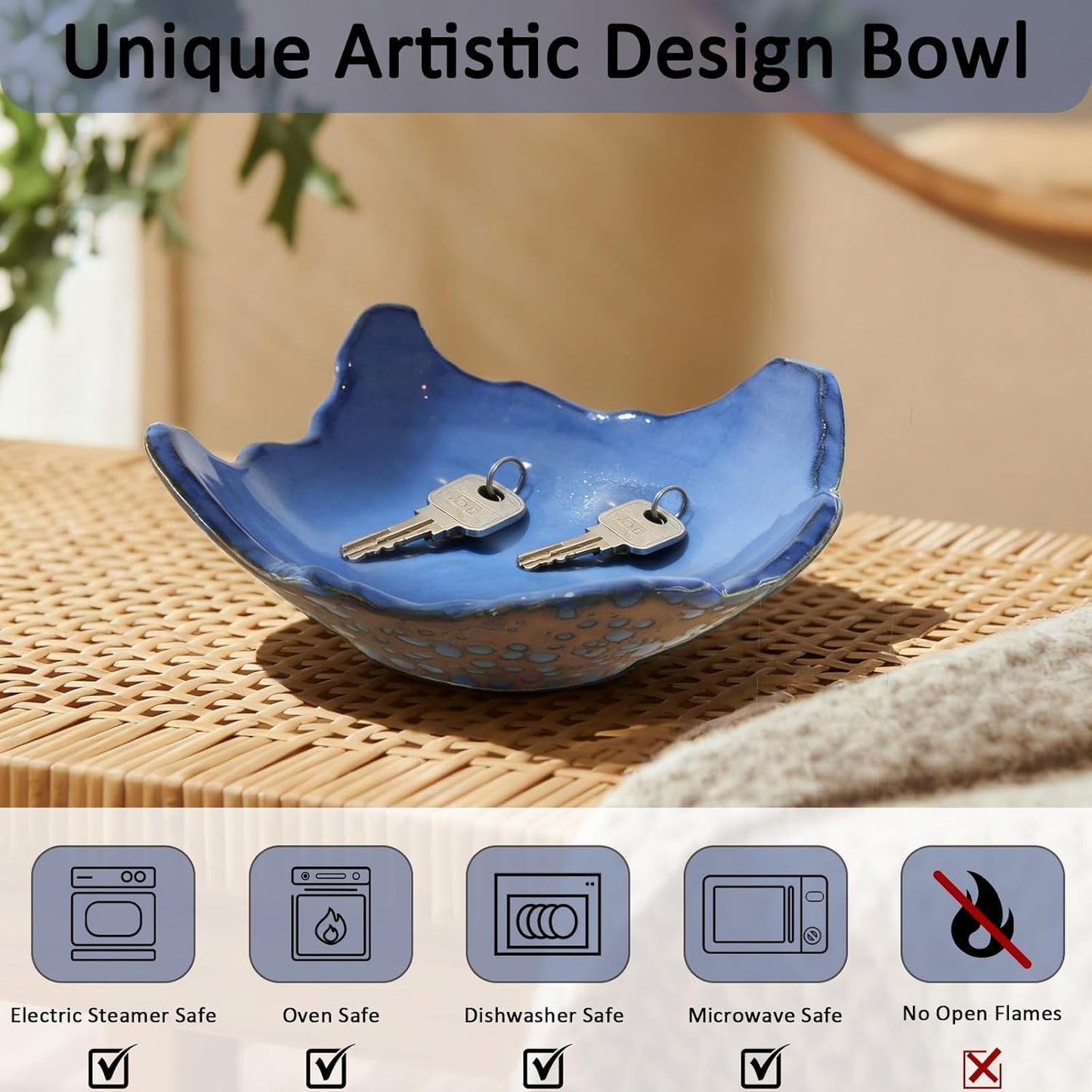 8" Small Ceramic Decorative Bowl / Starry Blue