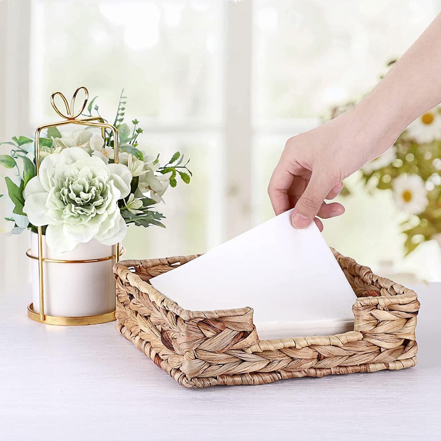 Rattan Napkin Holder / Napkin Basket Decorative Wicker Napkin Tray 7 ½''L