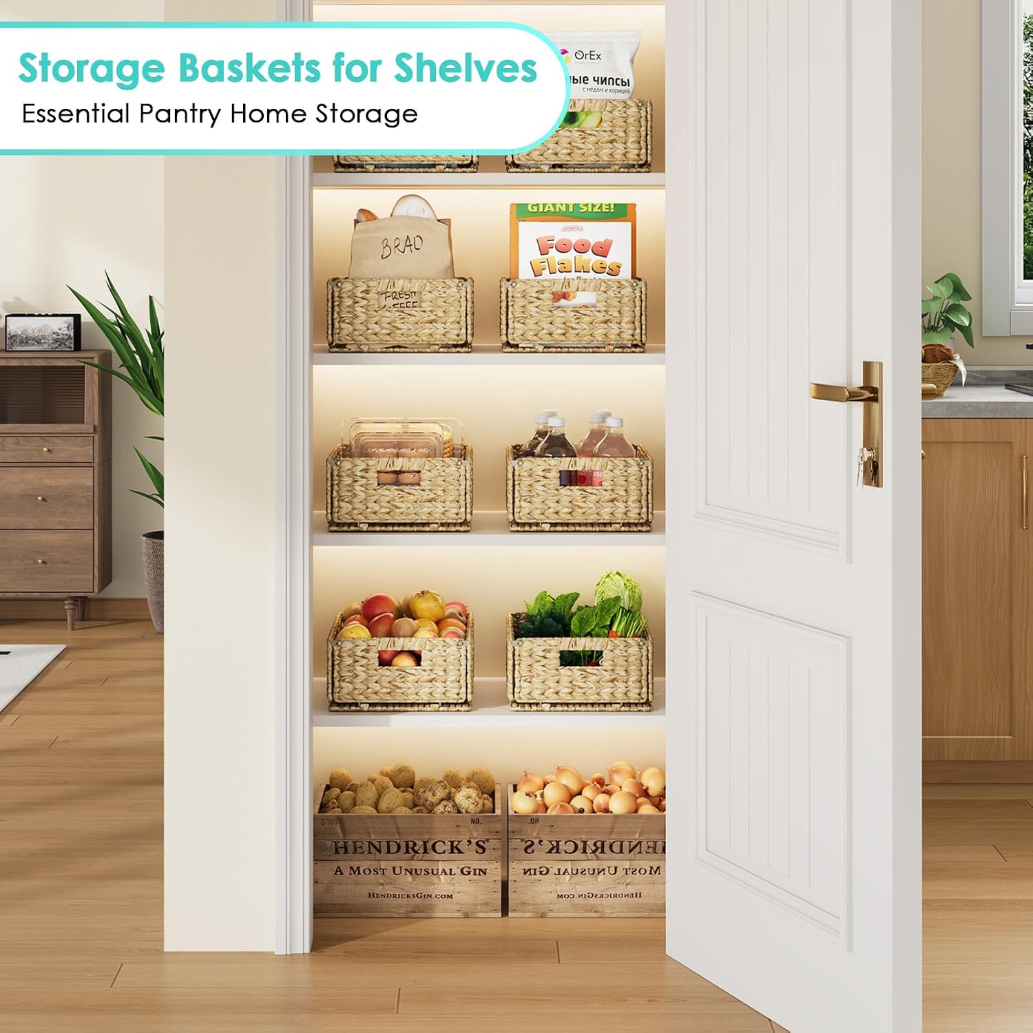 Pantry Wicker Storage Baskets / Set of 4