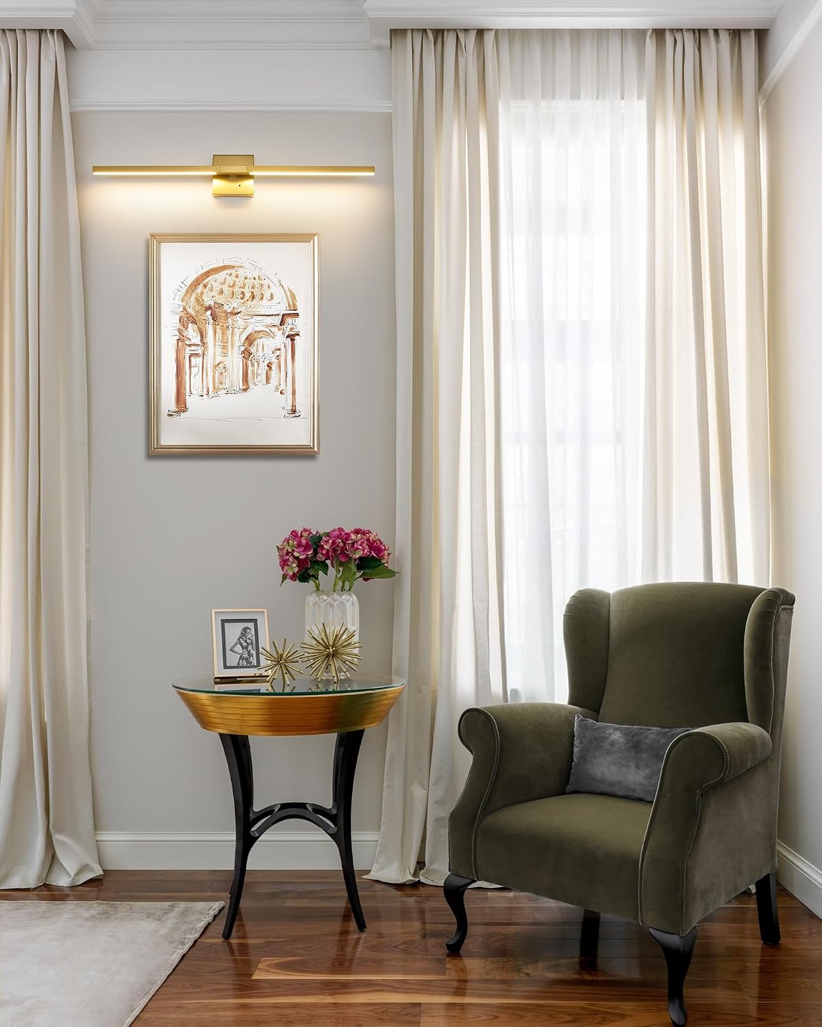 Rayogale Gold Battery Operated Wall Sconces with Remote Control | 3000/4500/6000K Dimmable 8000mAh Wireless