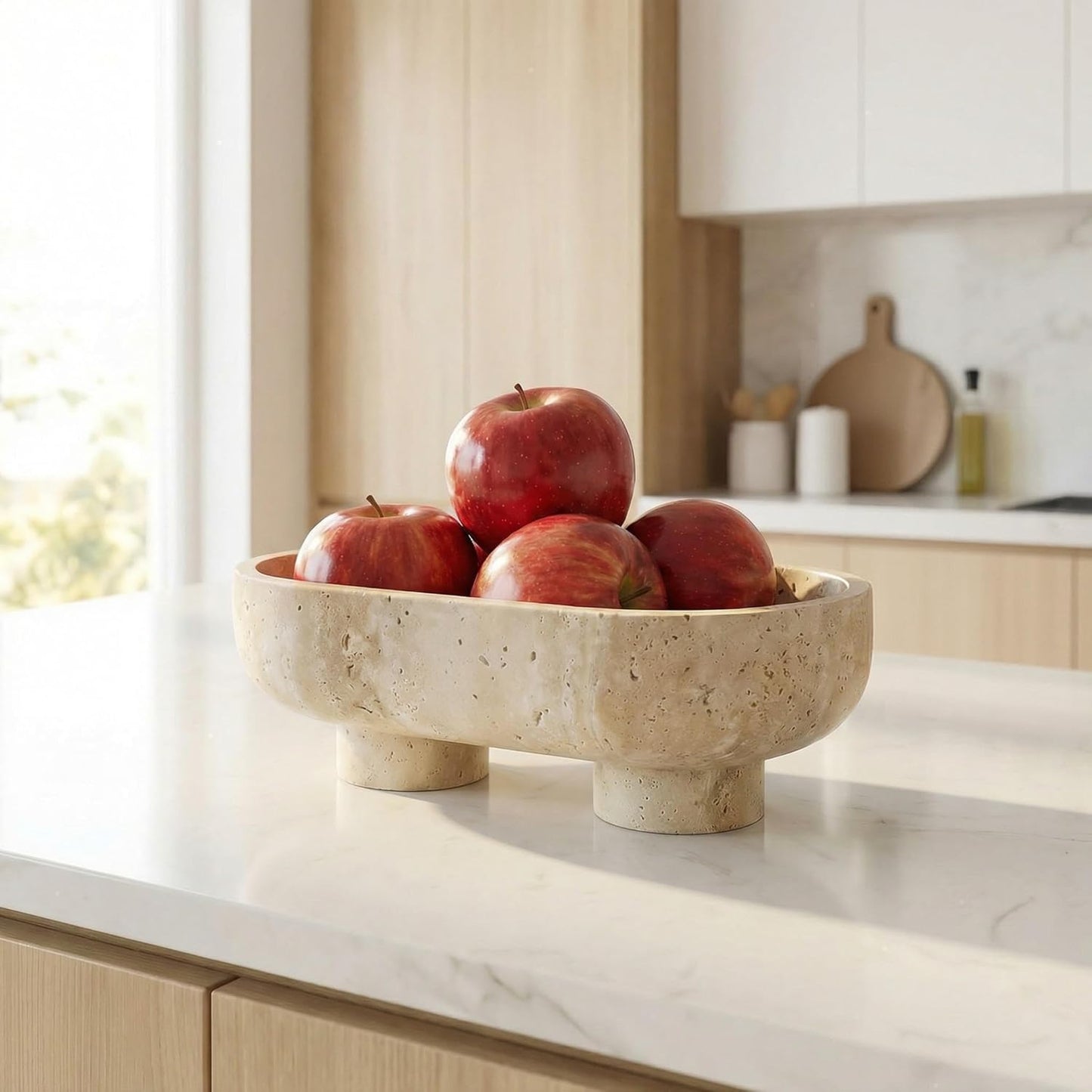 Stand / Travertine Fruit Bowl / Natural