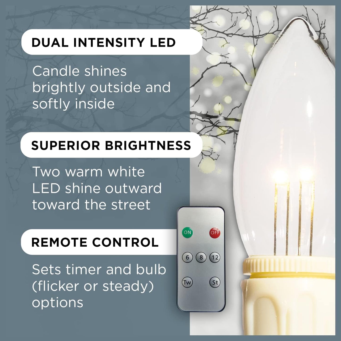 Celestial Lights Set of 4 Battery Operated Window Candles with Remote Control - (Shiny Brass)