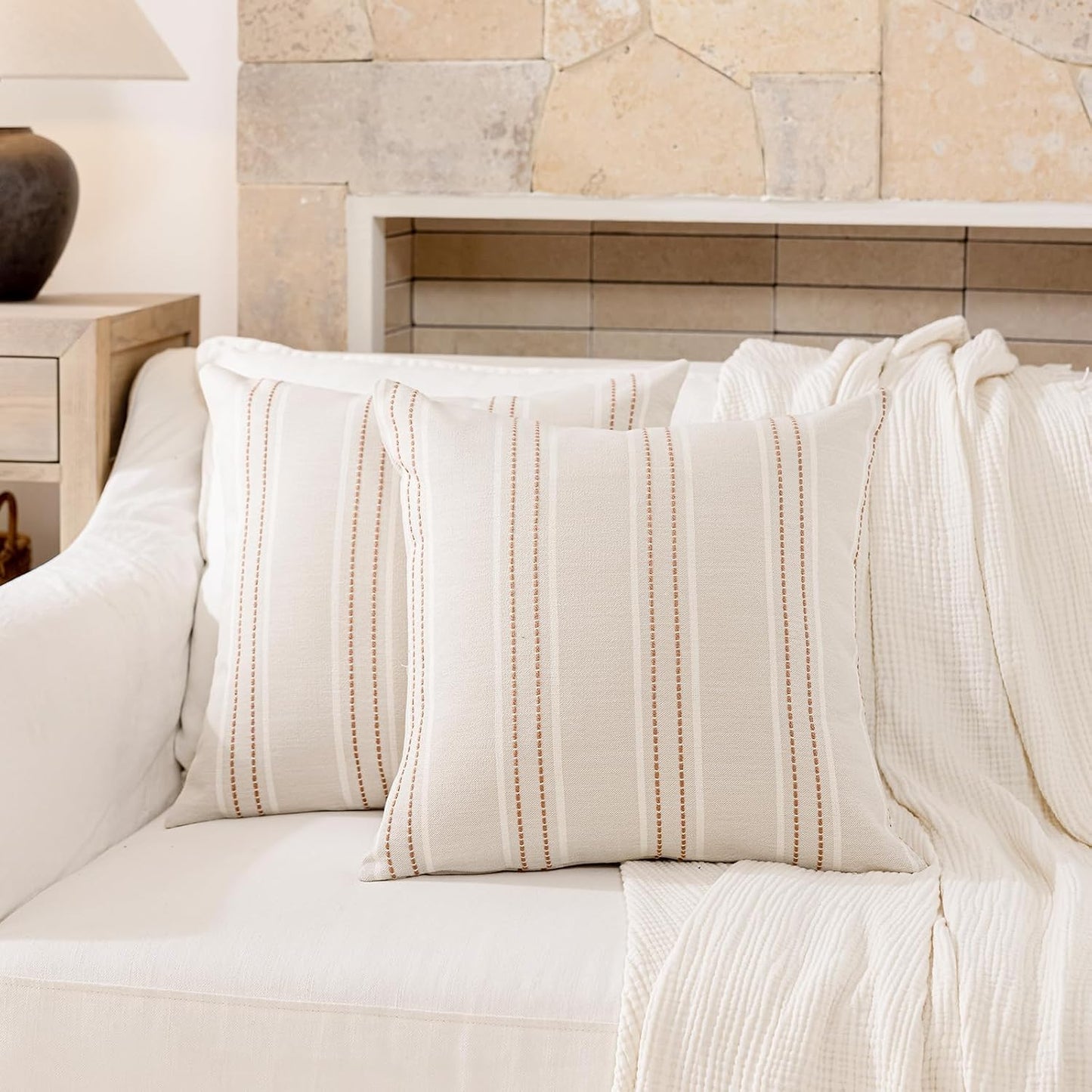 Throw Pillow Covers Pillow Covers Farmhouse Decorative Pillows Textured / Camel / 20 x 20 / Set of 2