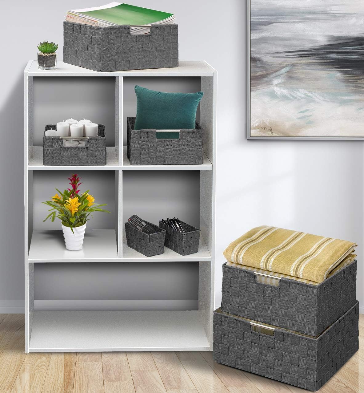 Linen Closet Organizers and Storage / 7 Piece - Grey / Set of 7