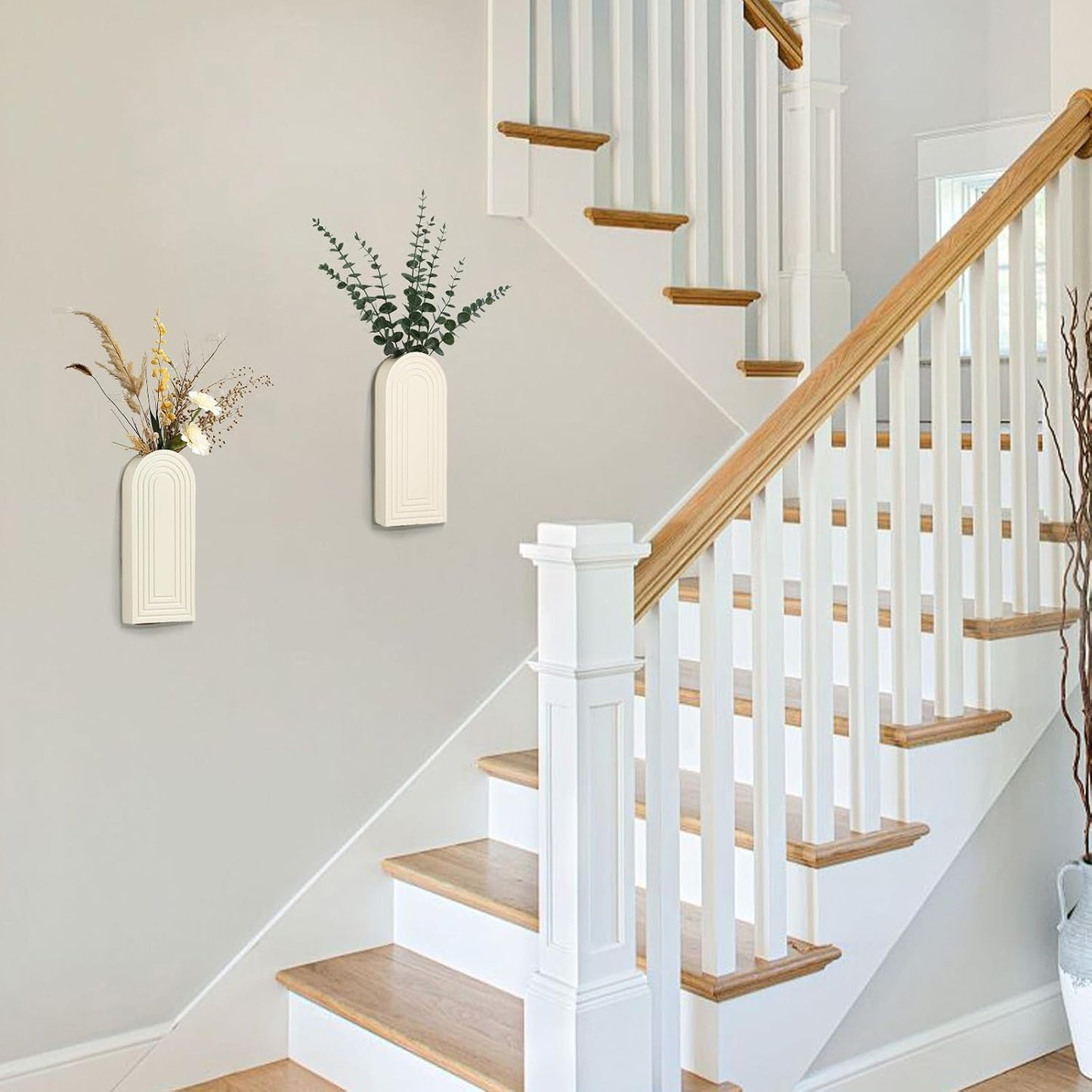 Wood Wall Hanging Planters / White
