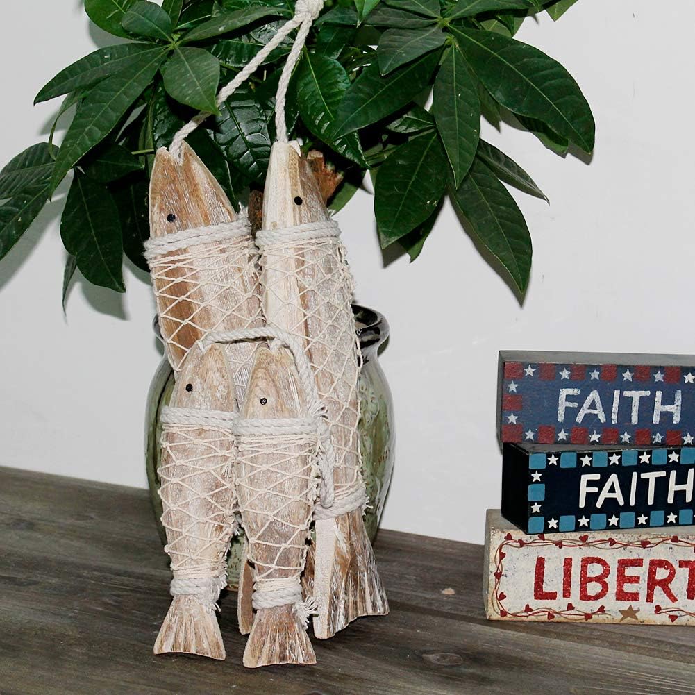Rustic Nautical Wooden Fish Decor / S