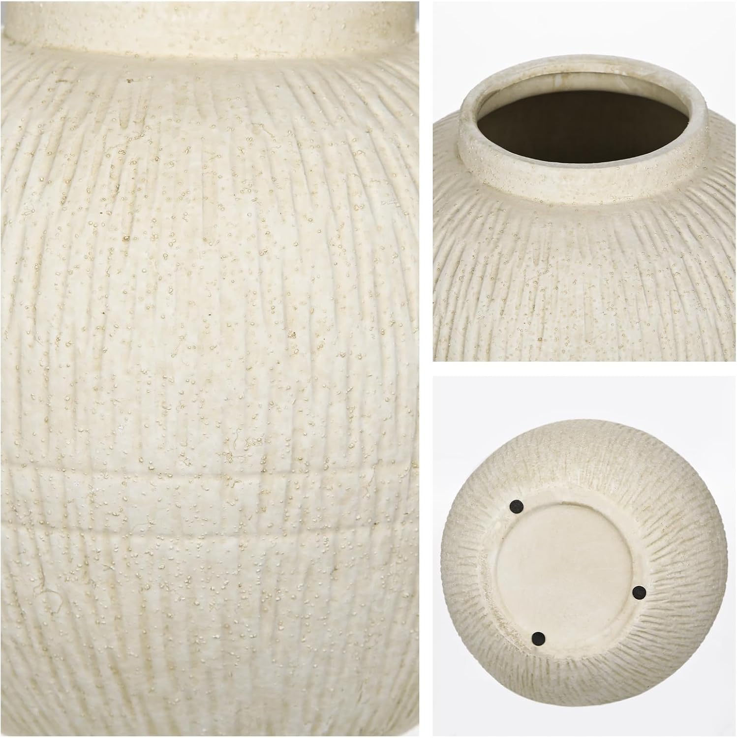 Wide Ceramic Vase for Cafe Centerpiece / 7" Cream White
