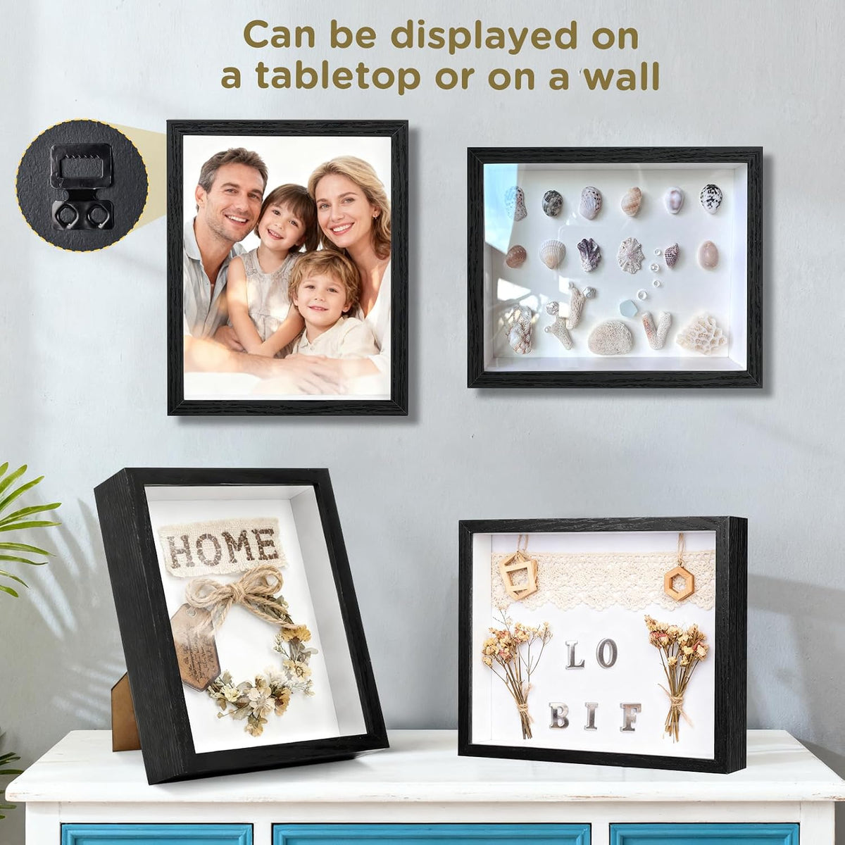 2 Pack Shadow Box Frame 11"x 14" - Wood Deep Shadowbox with Glass | Shadow Boxes Display Cases Suitable for Photos
