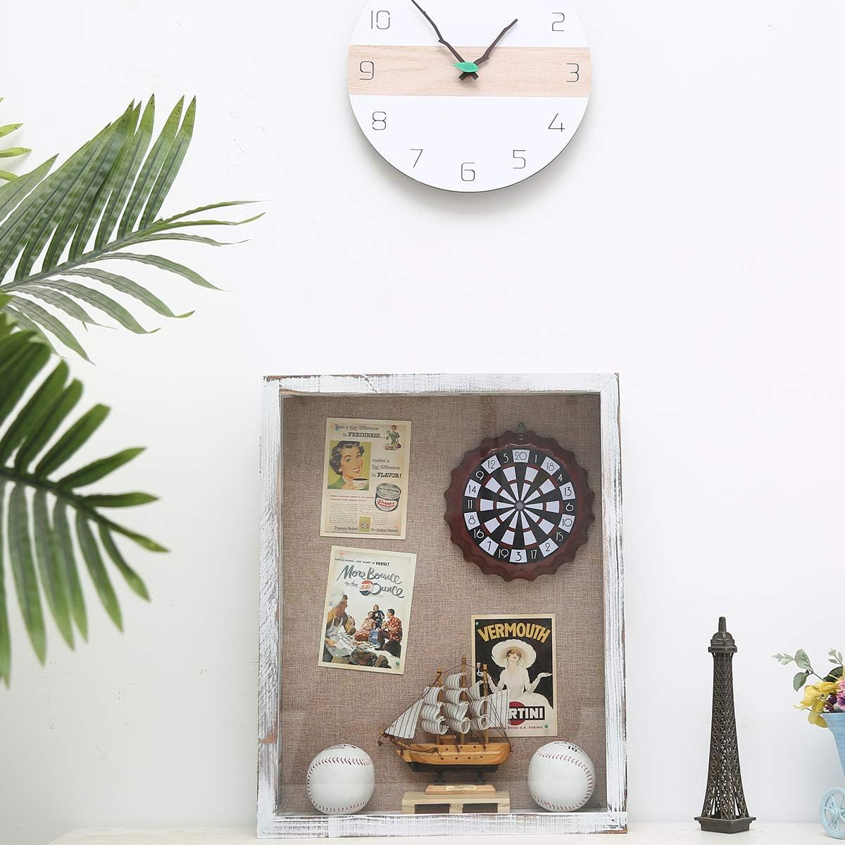 16x20 Extra Large 4-Inch Deep Wood Shadow Box Frame, Distressed White | Solid Wood; 16x20-Inch Extra Large Display;