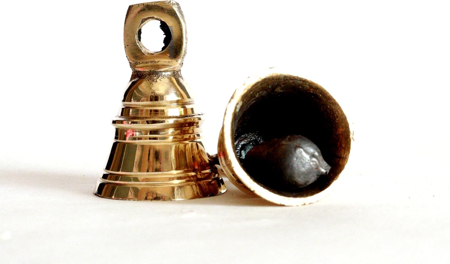 Solid Brass Pooja Bells with J Hook Home Decor Christmas Bell Wall Hanging Jingle Bell Ornaments New (24, TANJO Bells 2