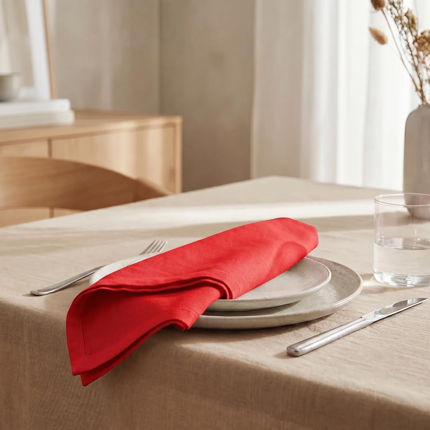 Urban Villa Cloth Napkins Cotton 20x20 (Set of 12) Red