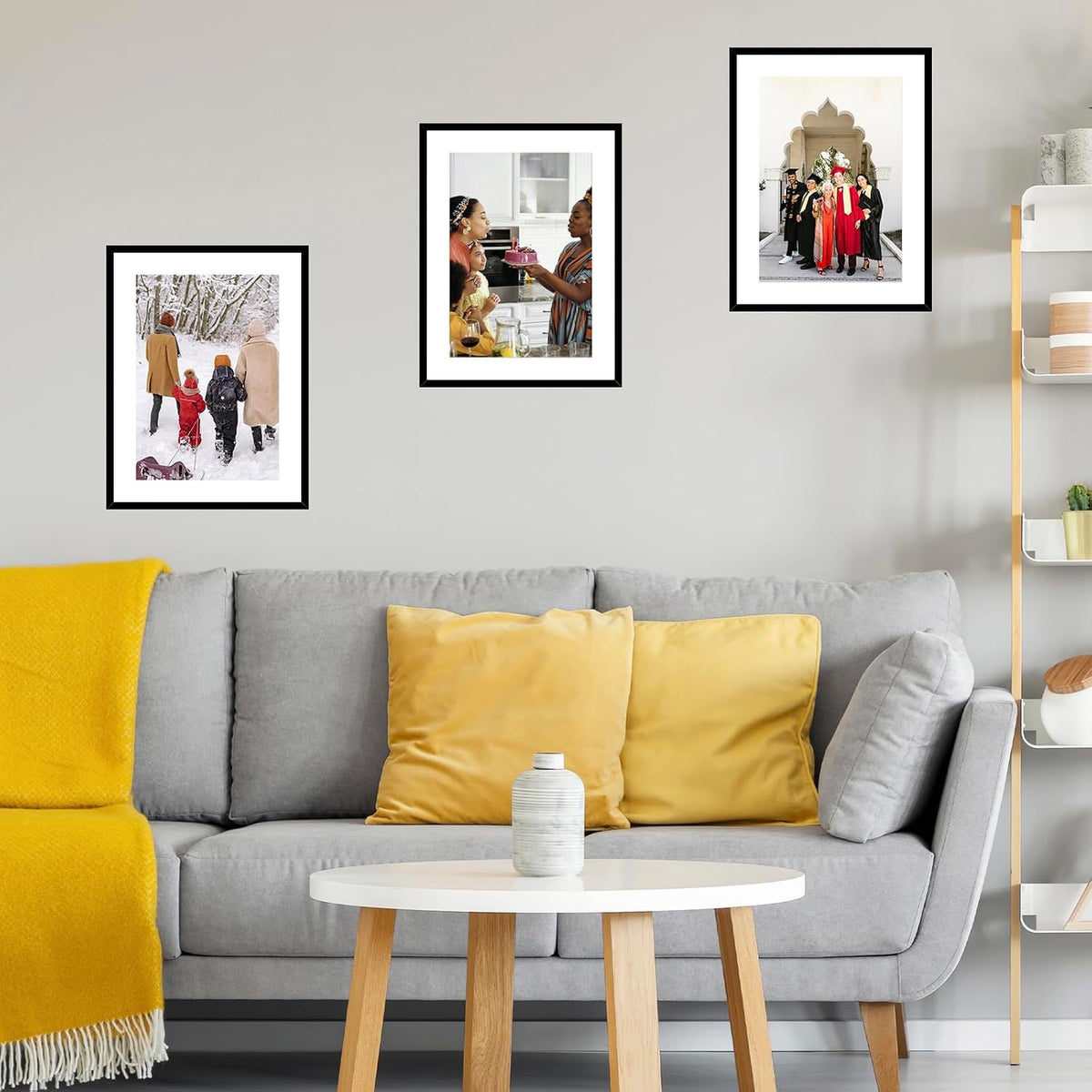 JCJMY 16x22 Picture Frame Set of 4 with 12x18 Mat, Display Photo 12x18 with Mat or 16 x 22 Without Mat, Wall Hanging