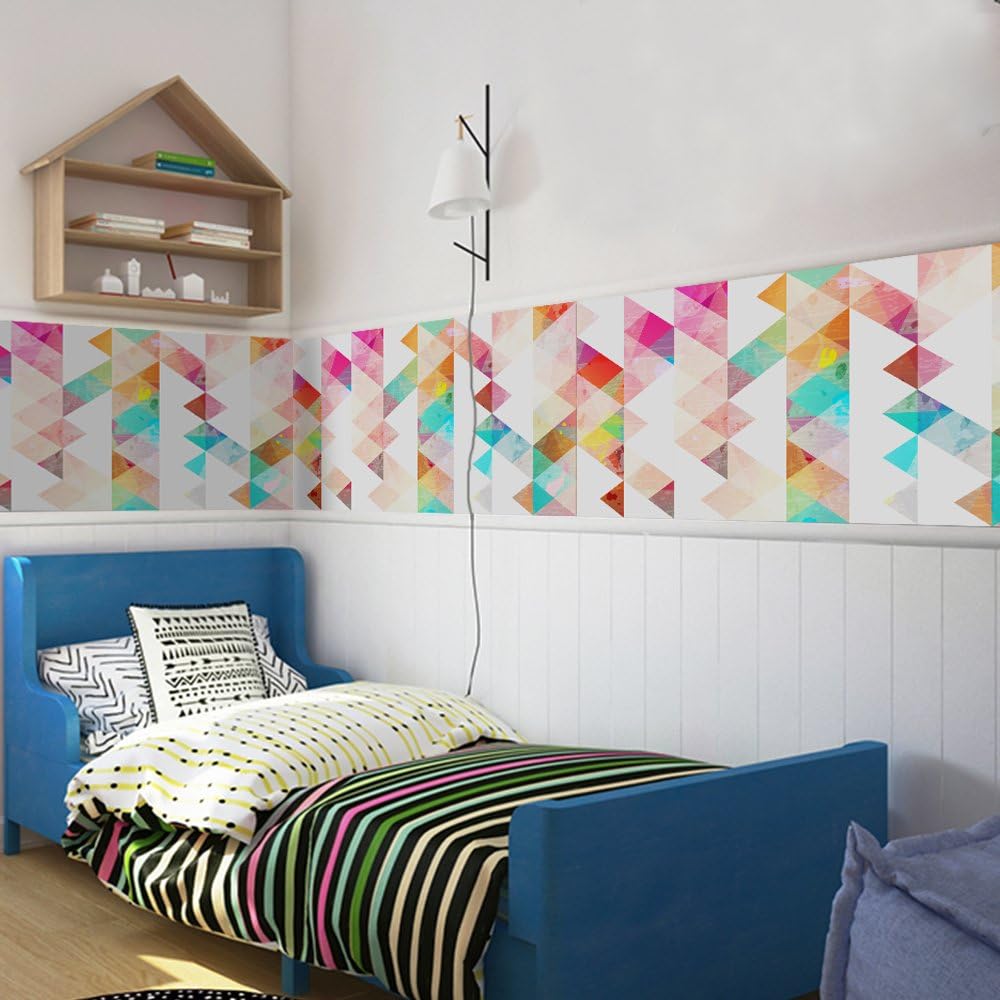 Removable Colorful Geometric Wall Decals DIY Large Modern Abstract Peel / Triangle / 15.8 x 98.4