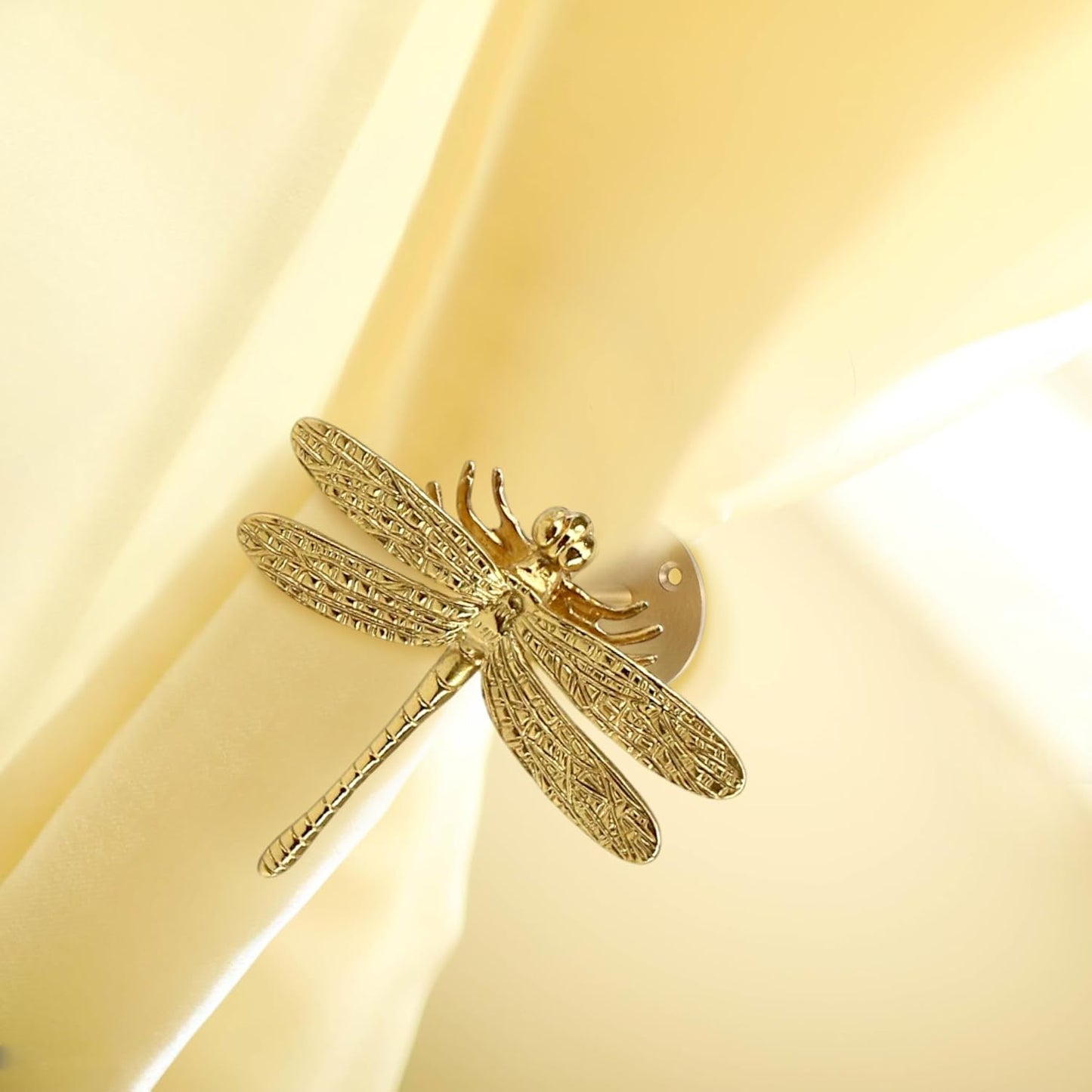Set of 2 Dragonfly Curtain Holdbacks, Swag Holders for Windows, Antique Brass Curtain Tieback Wall Hook Pull Backs for