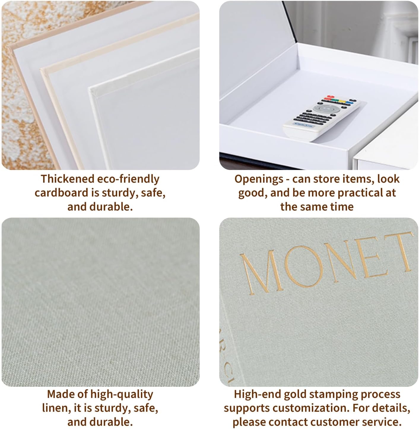 Faux Books Storage Box / Beige / Set of 3