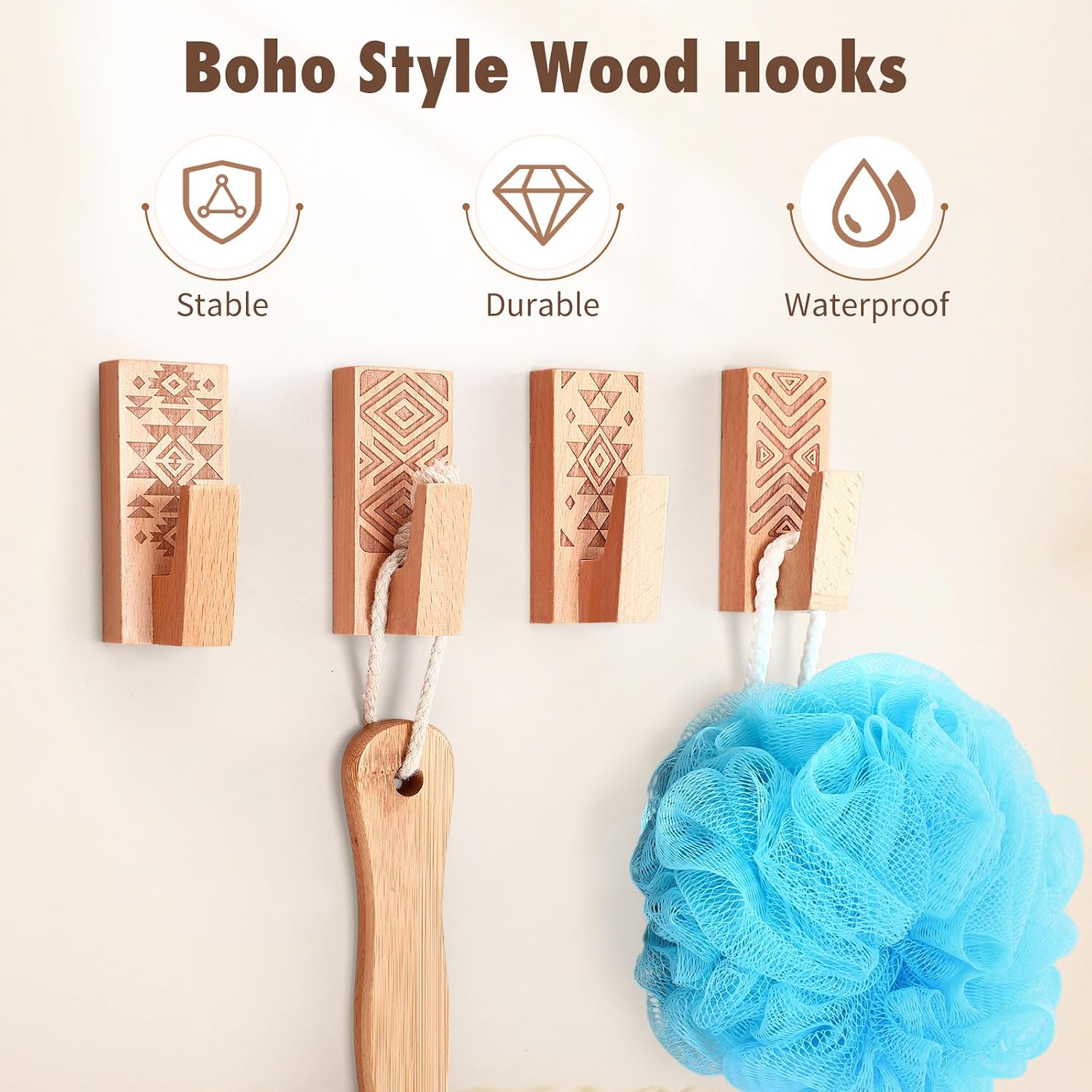 Boho Wall Hooks / Classic Color / Set of 8