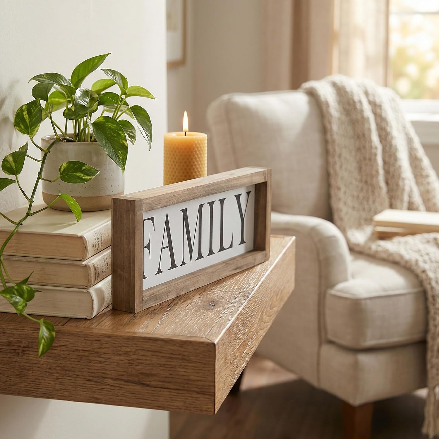 Wood Frame Family Wall Decor / White-family