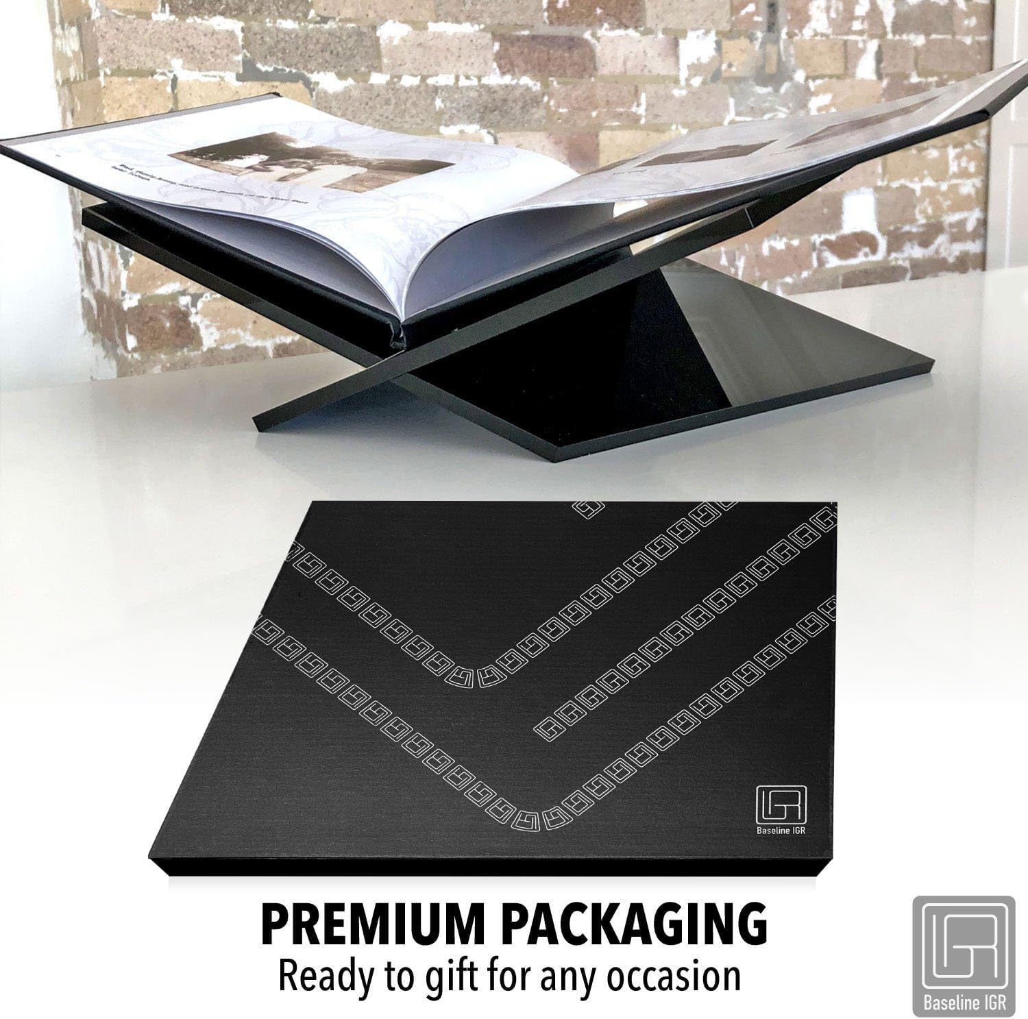 Large Black Acrylic Book Stand, 12.5" x 9.5" x 5.5”, Acrylic Book Holder, Open Bookstand for Display and Reading