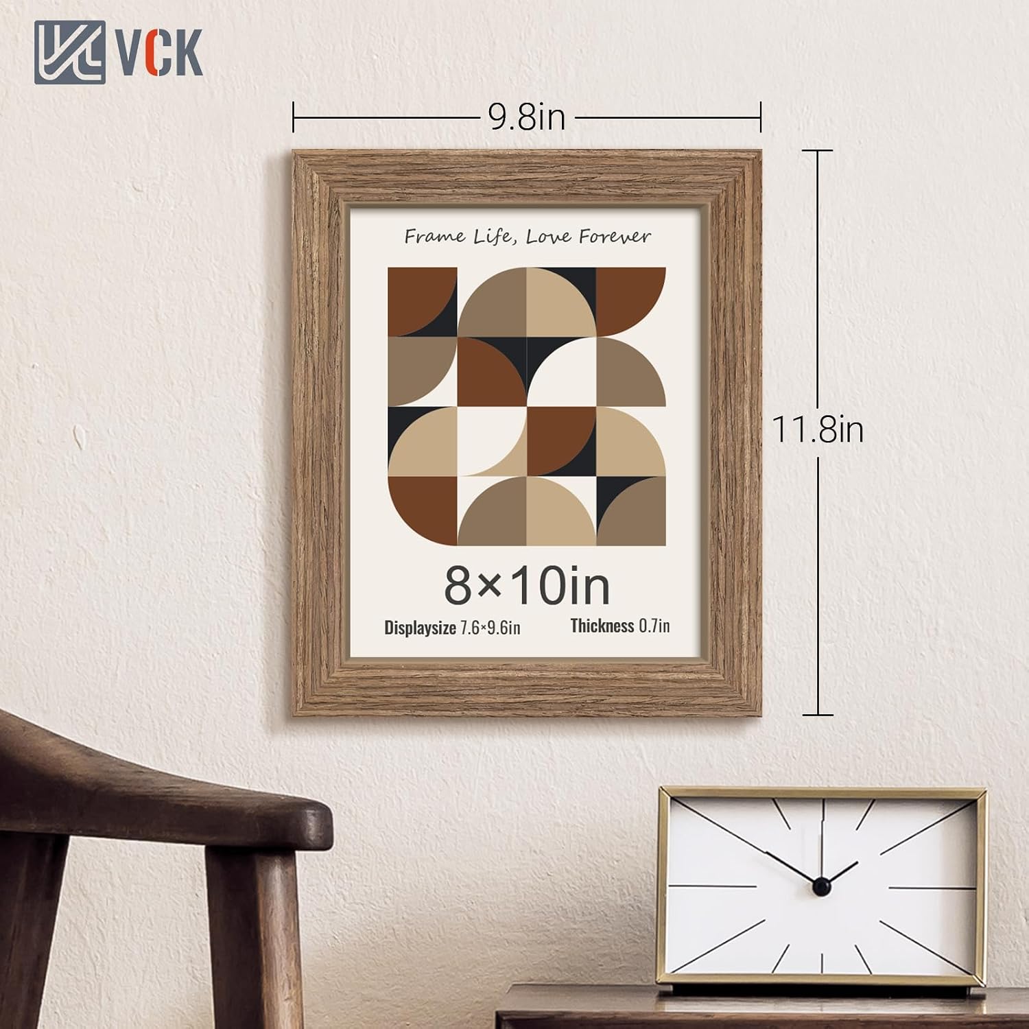 VCK 8x10 Picture Frame Set of 3, Walnut Wood Frames, Gallery Wall Decor Photo Frames for Wall Mounting Horizontally or