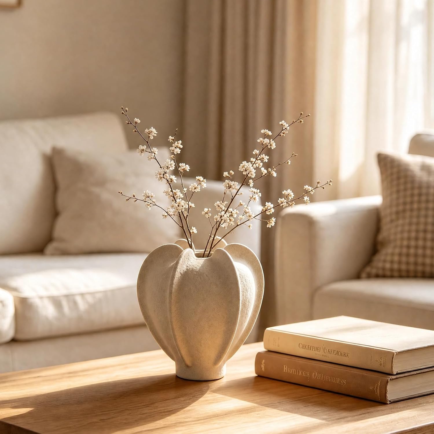 Ceramic Flower Vase Home Decor / Medium / Beige