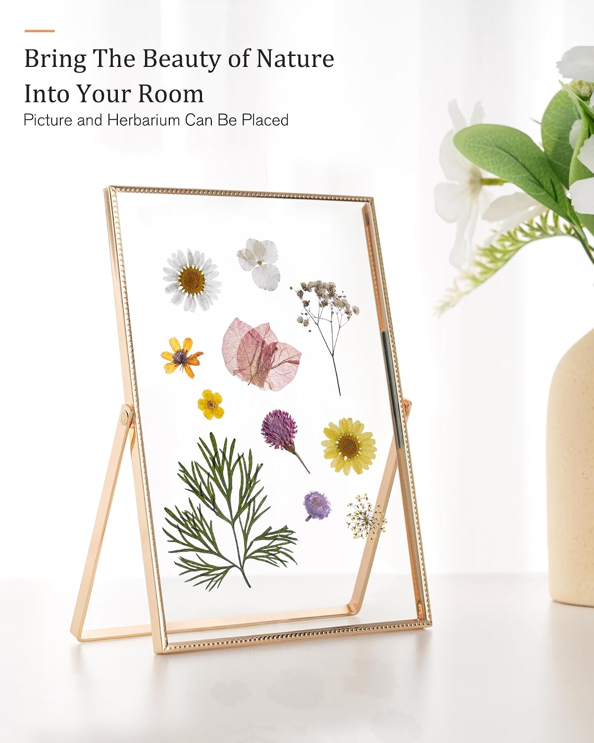 RICHFOCUS 10x12 Floating Picture Frame, Floating Display for 6x8 8x10, Beaded Metal Picture Frames with Real Glass