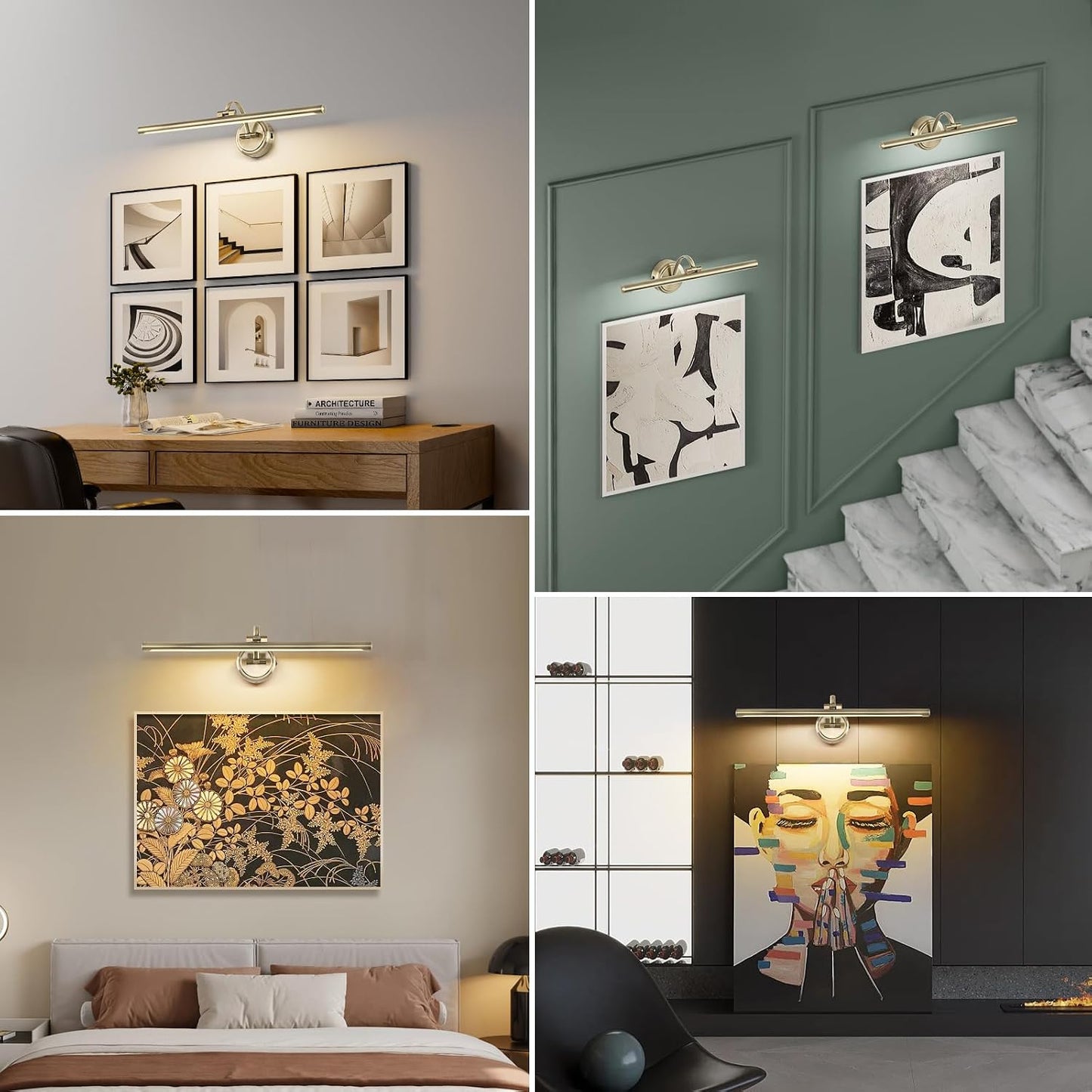 Battery Operated Picture Light, Cordless Art Light with Remote Control, Photo Frame Light with 5000mAh Battery, 3 Color
