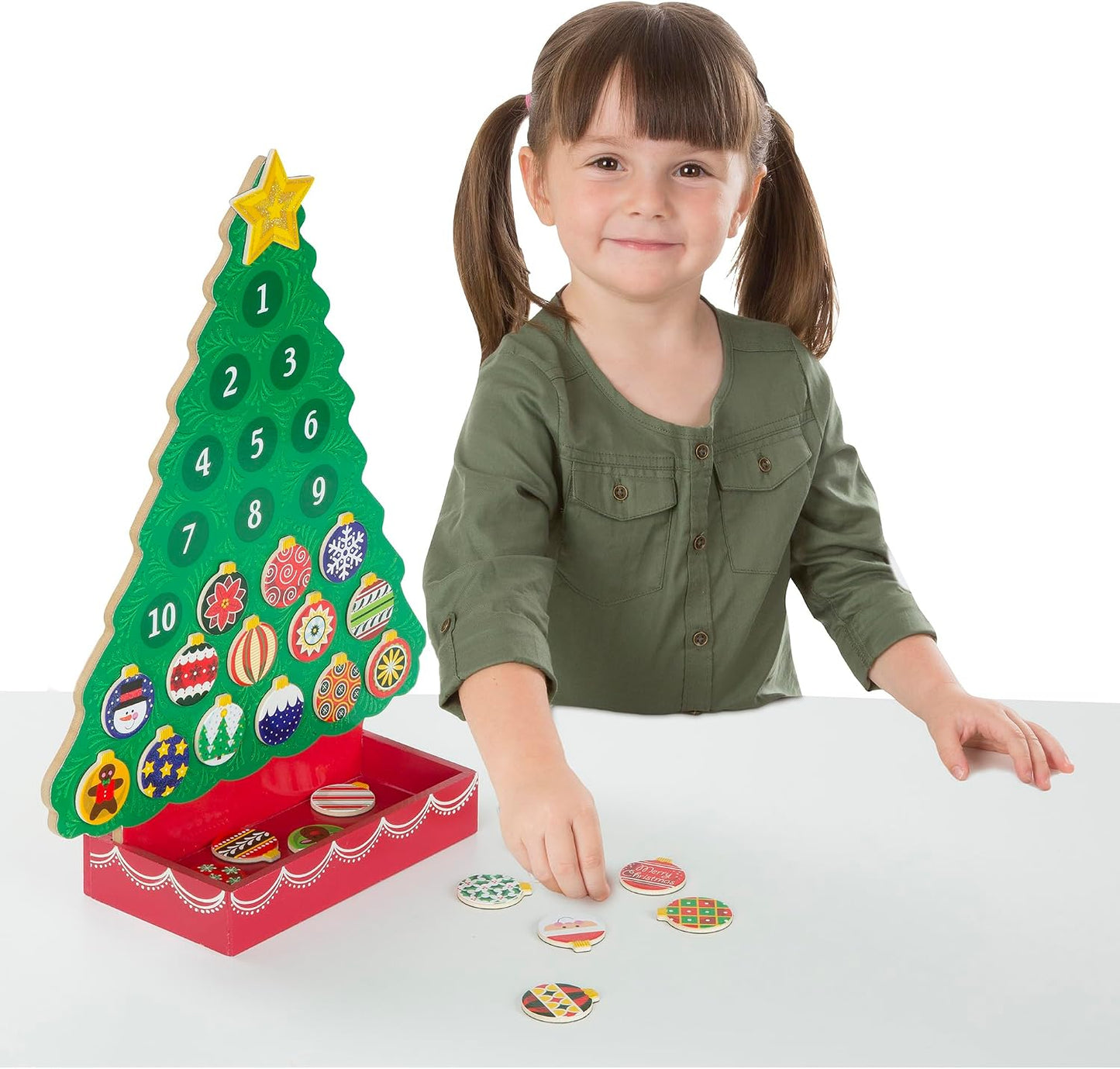 Melissa & Doug Countdown to Christmas Wooden Advent Calendar - Magnetic Tree, 25 Magnets