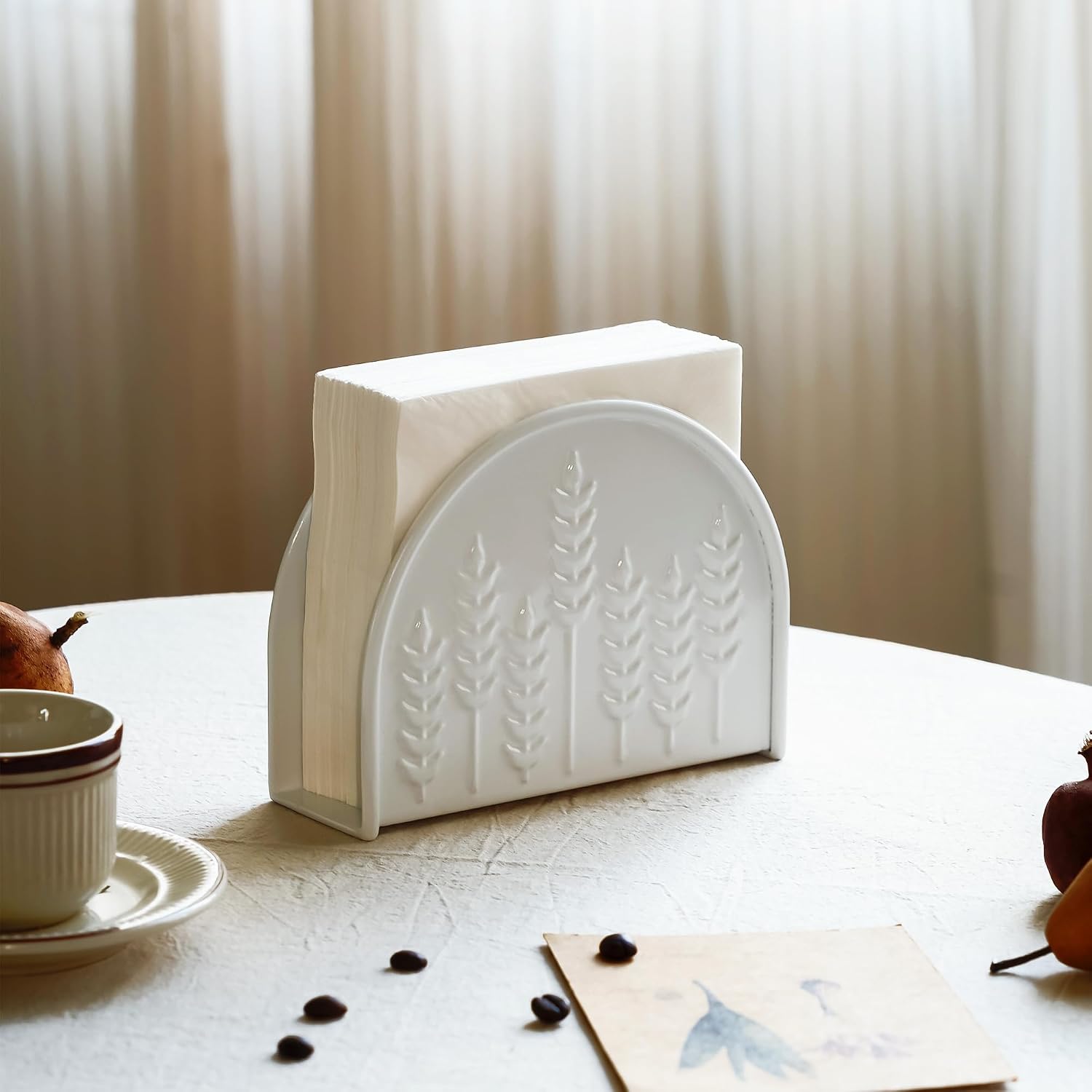 White Napkin Holder / Ear of Wheat White