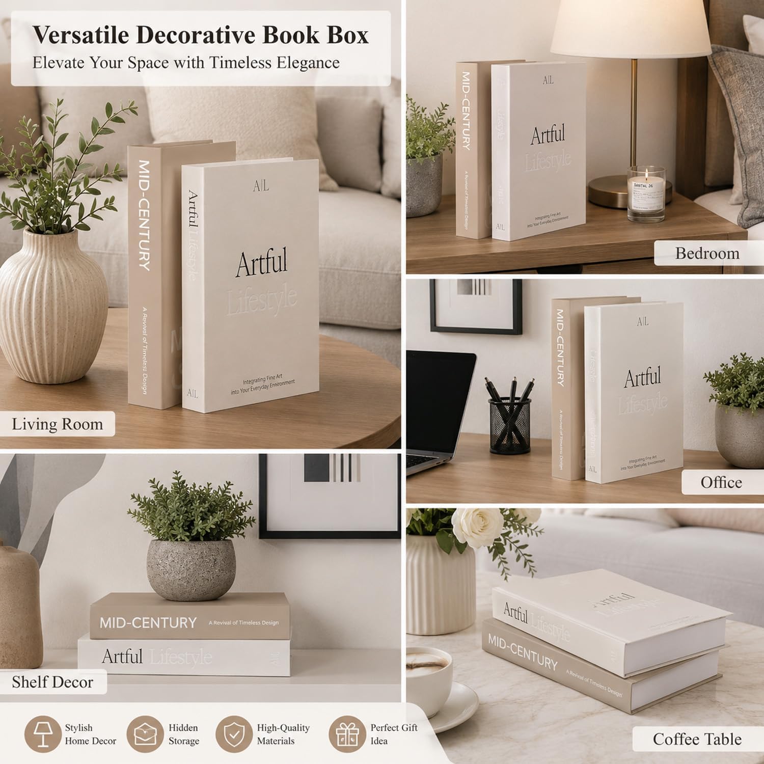Faux Book Storage Boxes / Set of 2