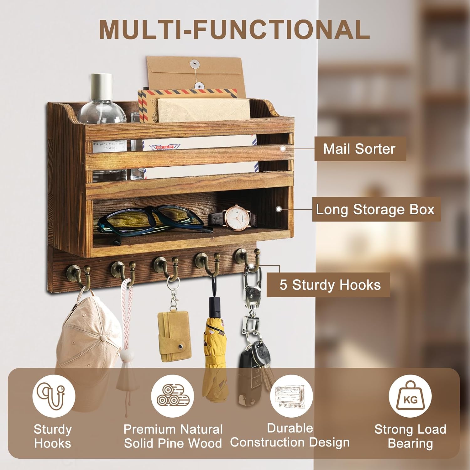 Key Holder Wall Mount / Brown