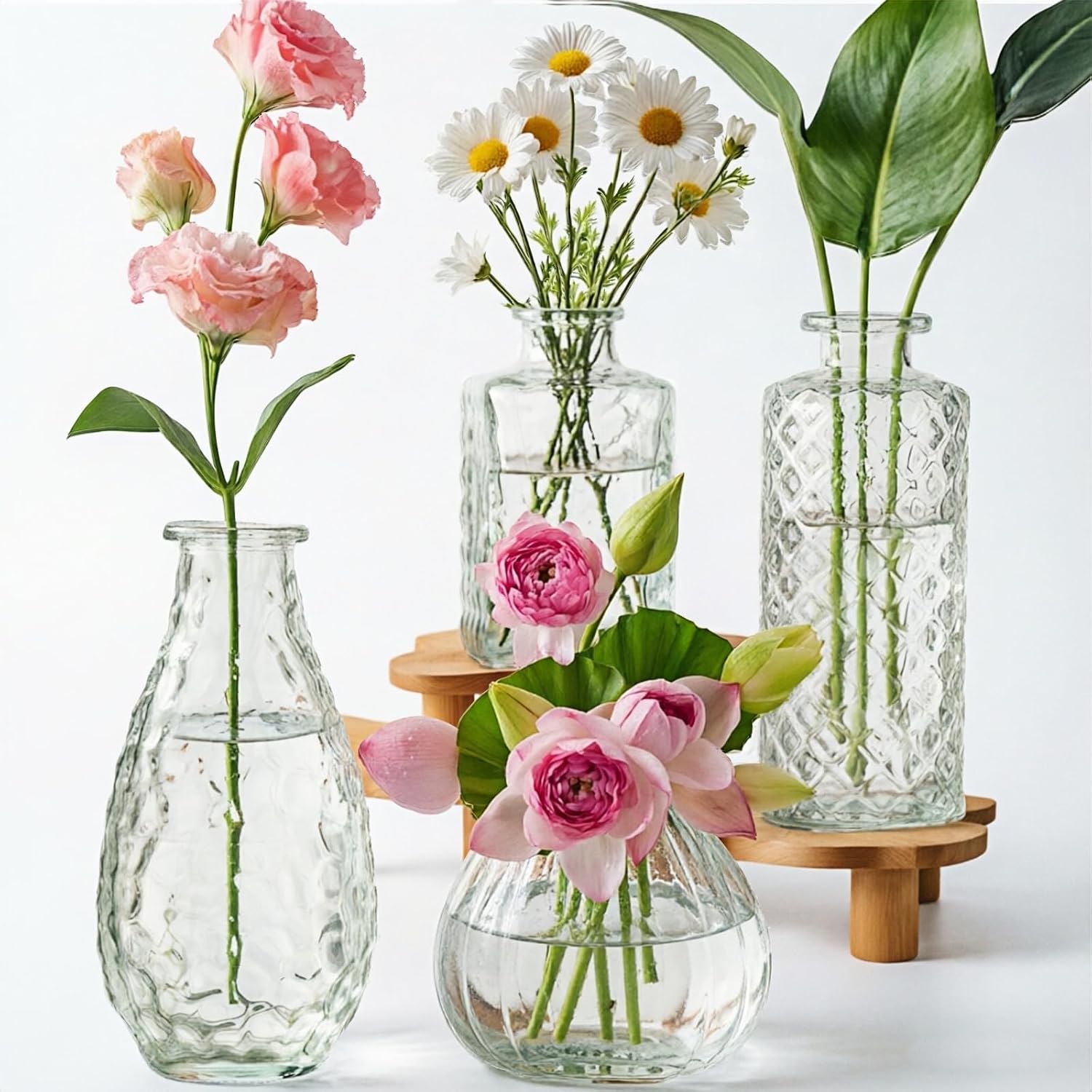 Glass Bud Vases / A / Clear / Set of 4