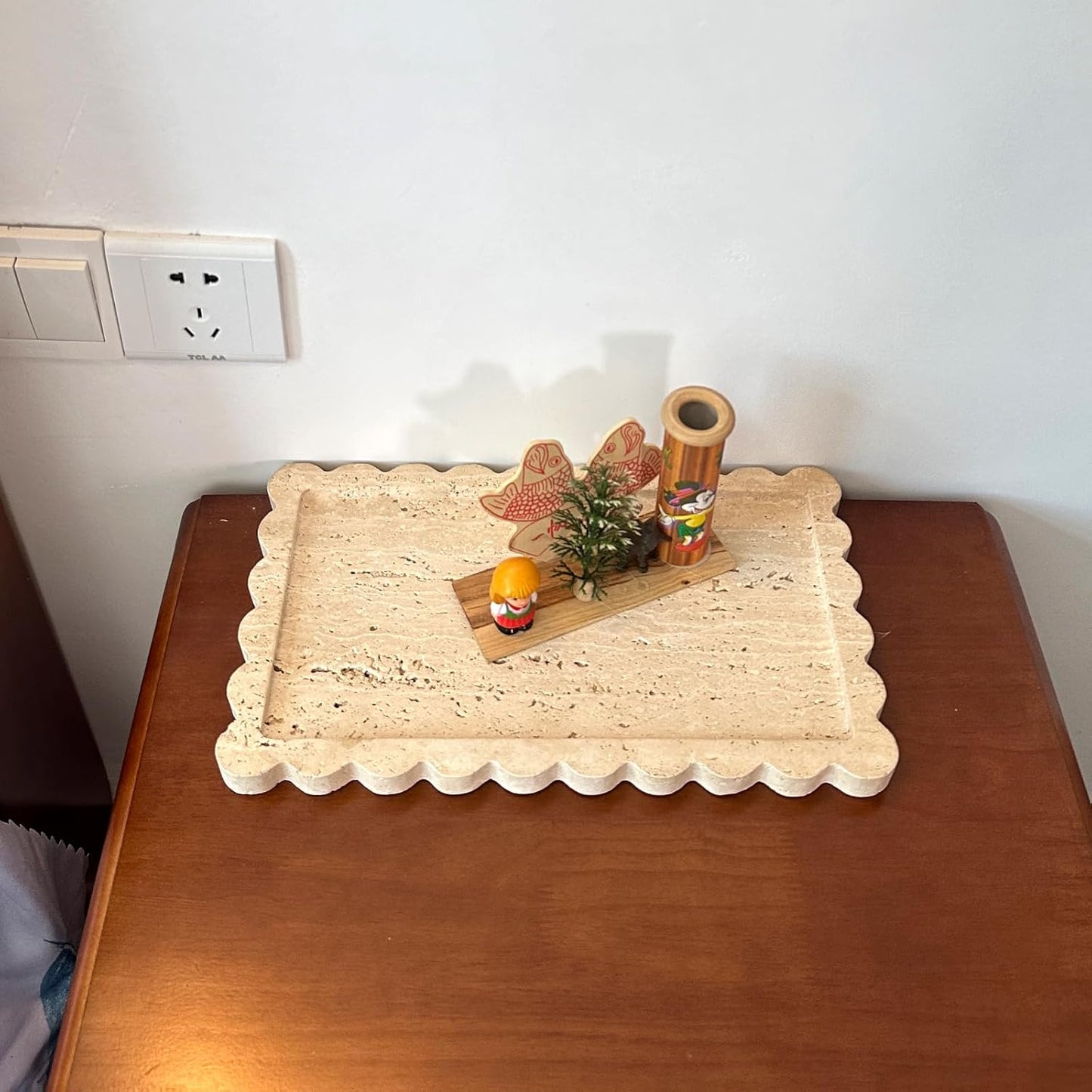 Large Travertine Tray / Beige Travertine / 13.4 x 8