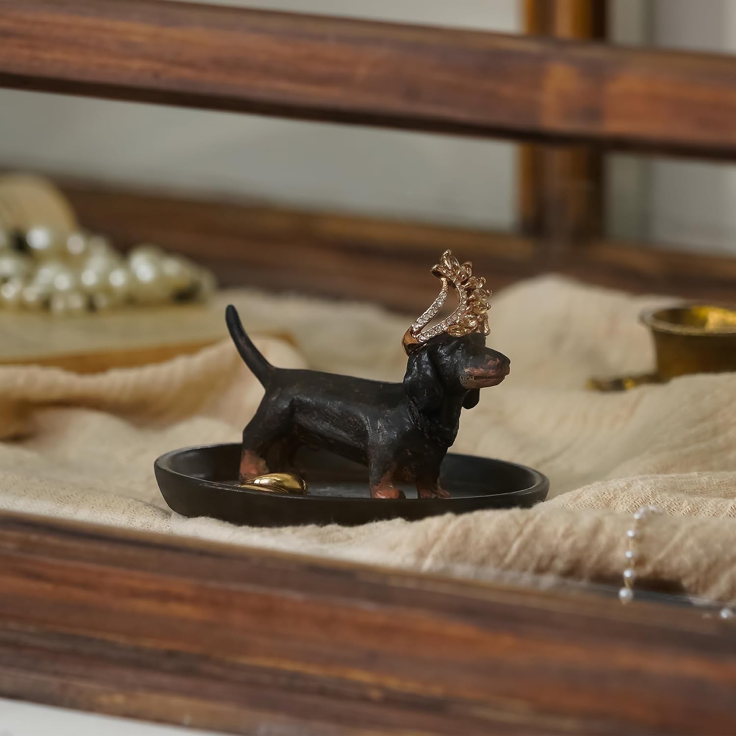 Resin Dachshund Jewelry Tray