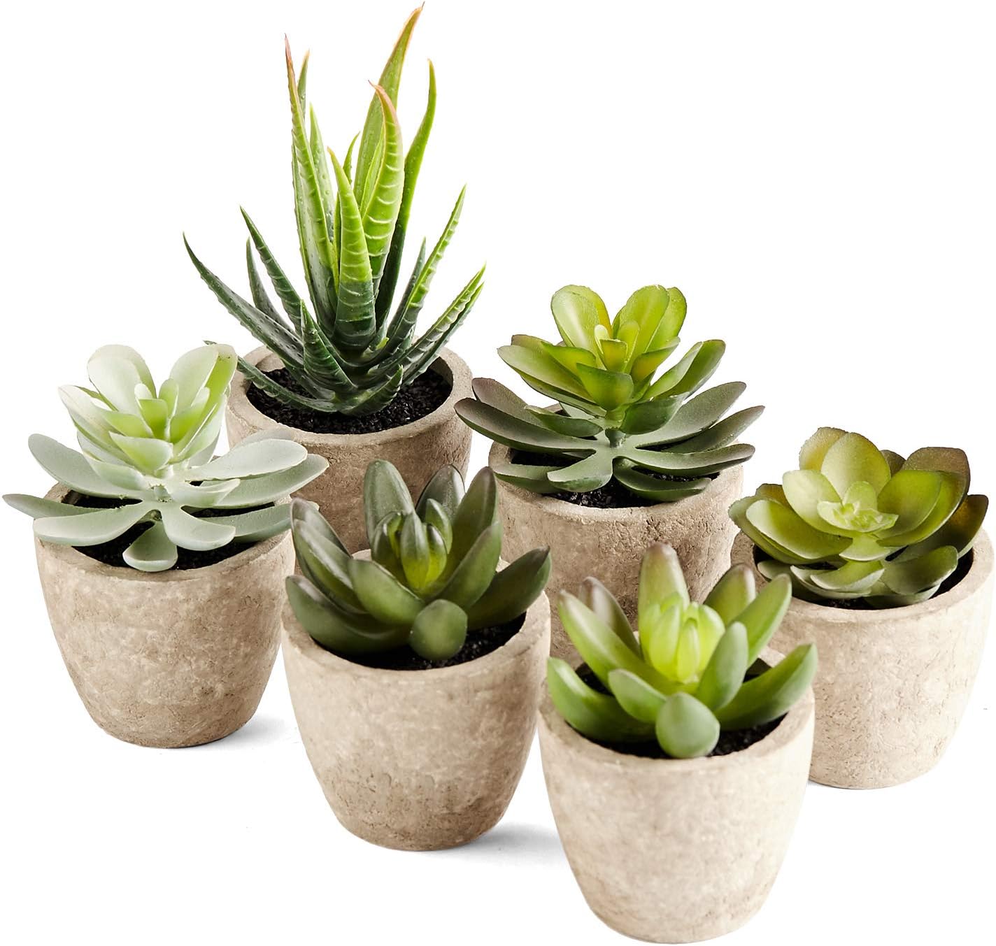Artificial Succulents Plants Potted Set-Decorative Fake Succulent Plant Faux Plastic Plant / A6sets