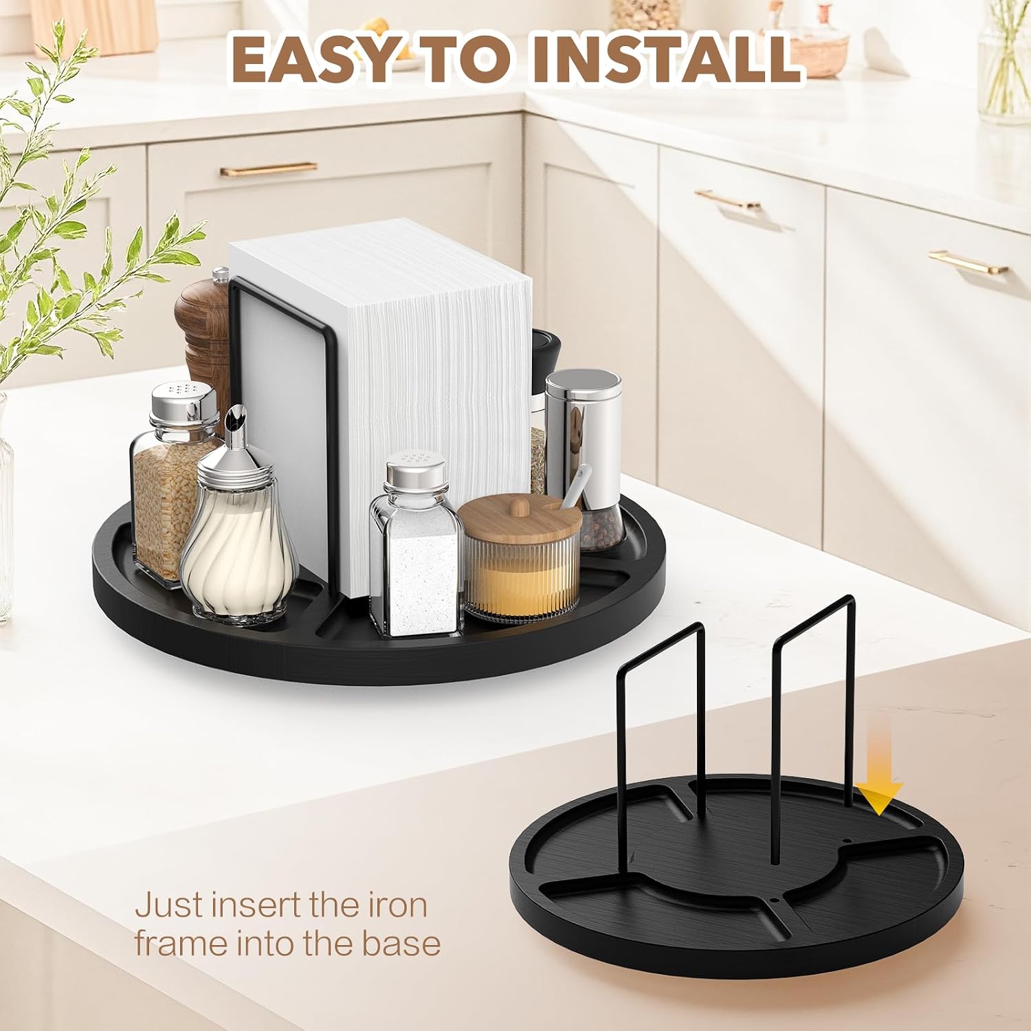 Napkin Holder / Standing Paper Napkin / Black Round