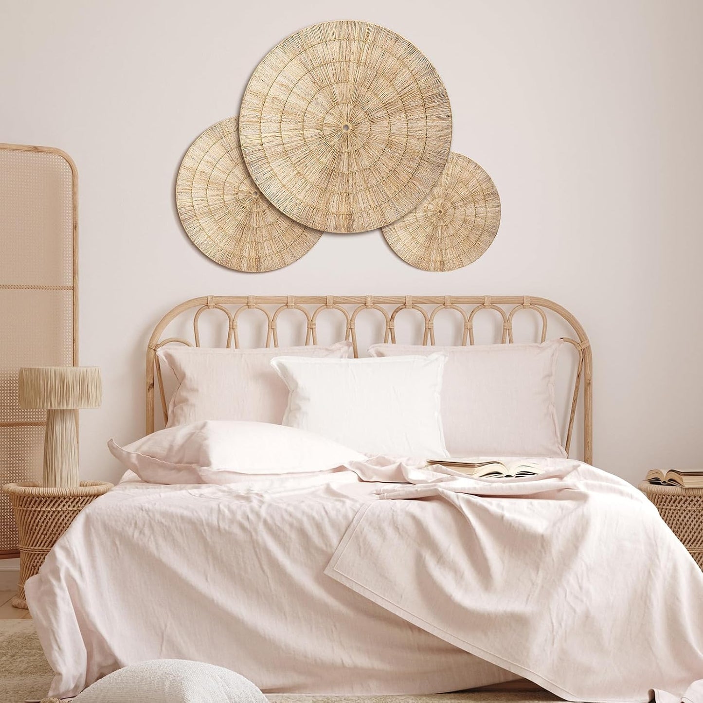 Wicker Wall Decor Oversized Jute Wall Hanging Basket Diameter " 24" 18" Round / 32 Inch / Set of 3