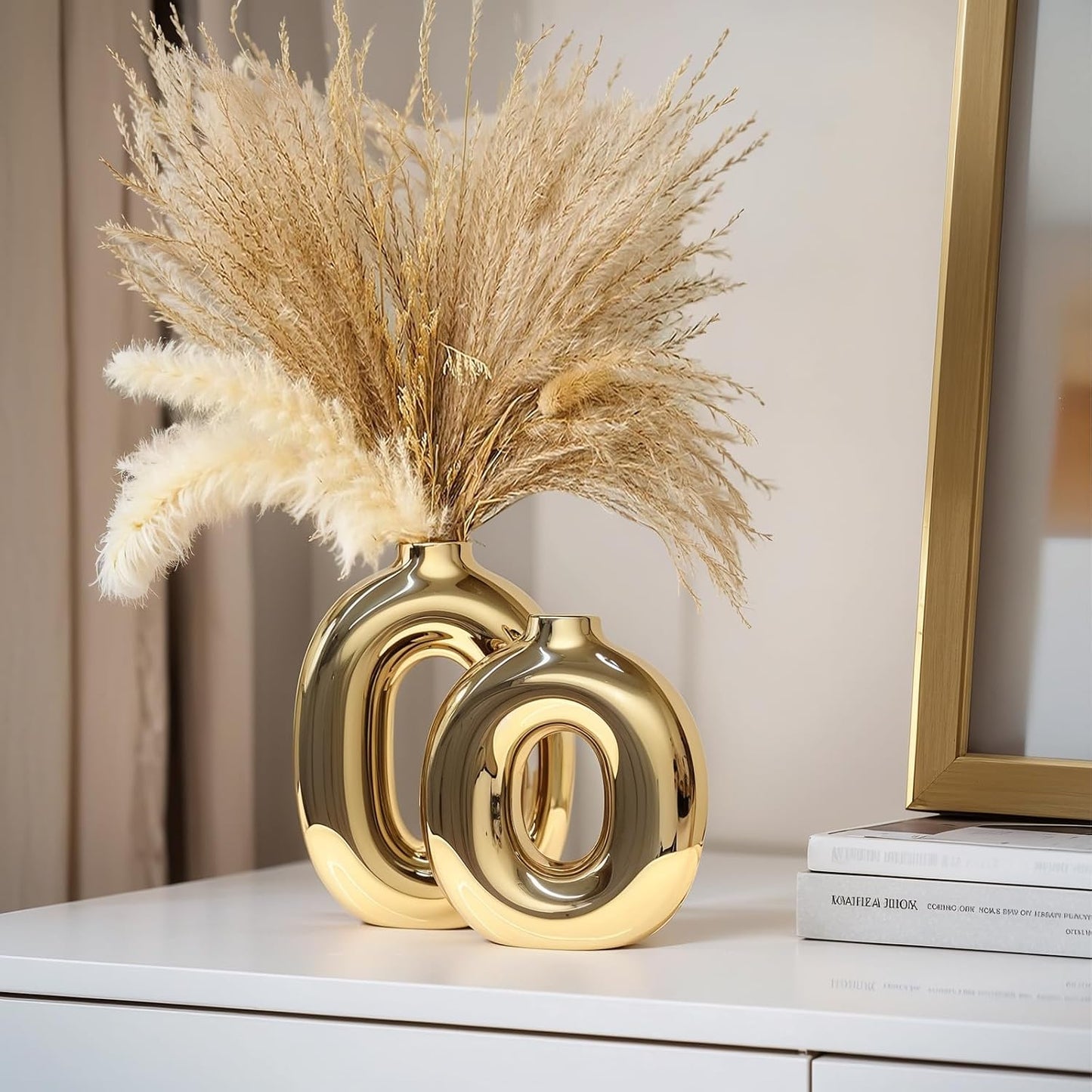 Ceramic Vase Set Home Decor / Gold