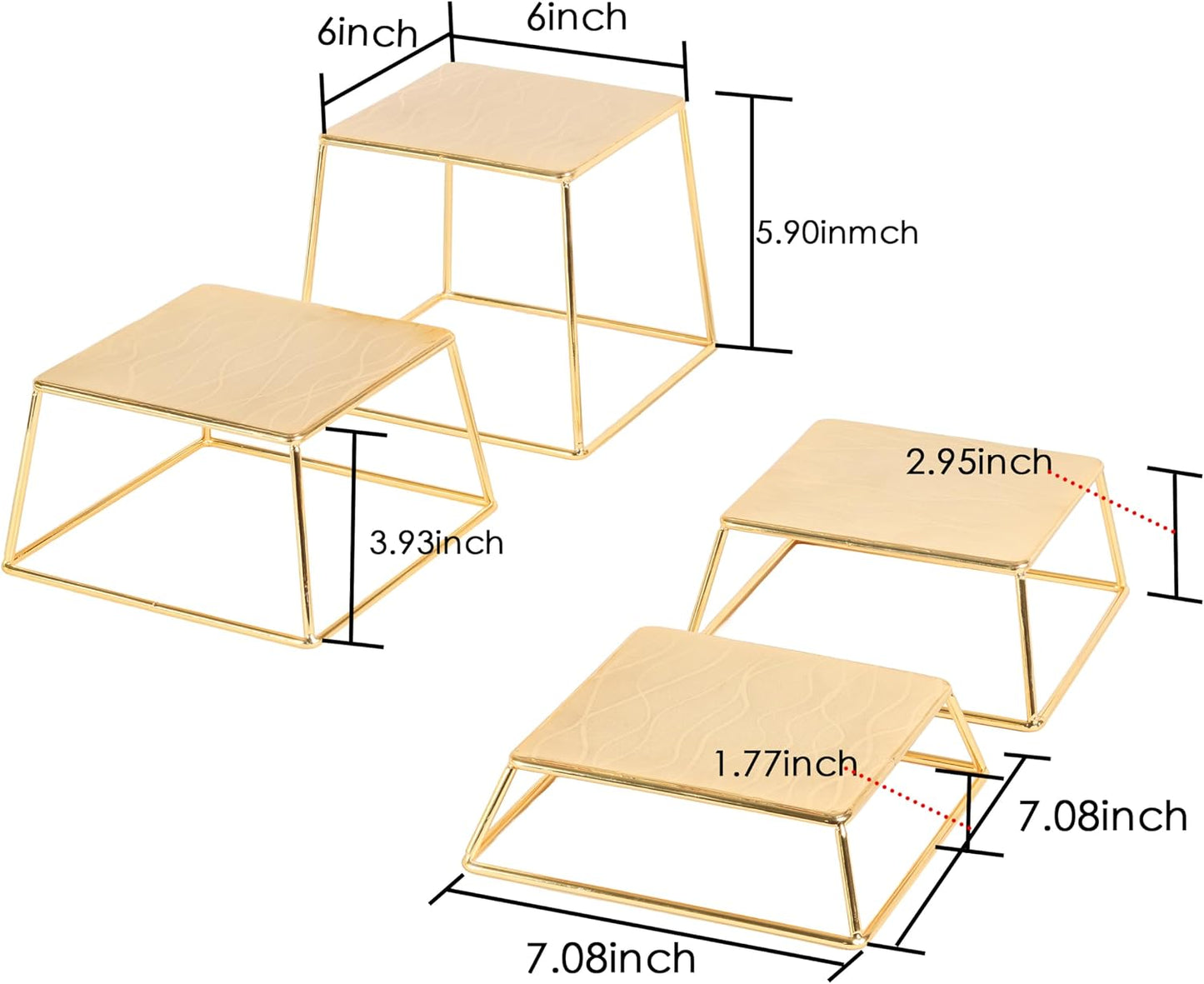 Dessert Table Risers Display Stands Food display Gold Metal Square Retail Pizza / 4p-gold-metal