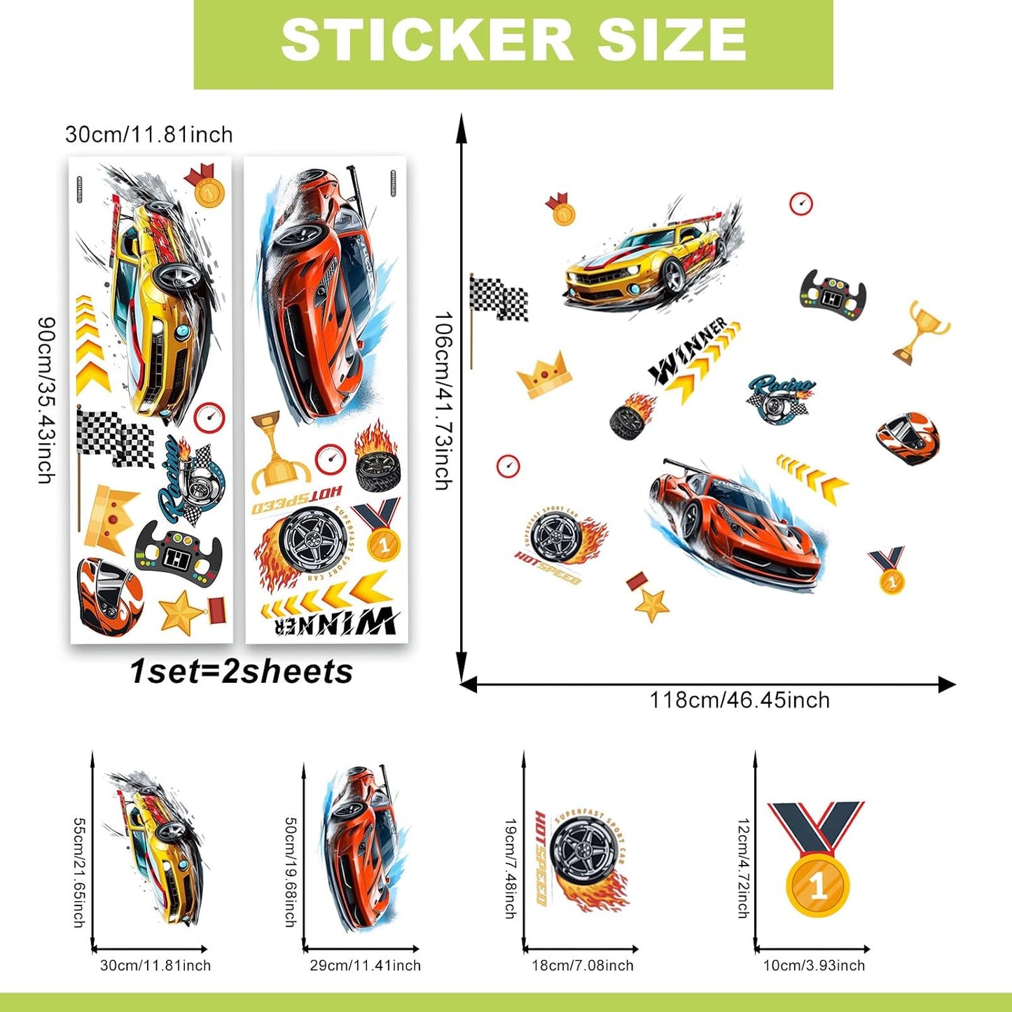 3D Wall Stickers Speed Car / Racing Car
