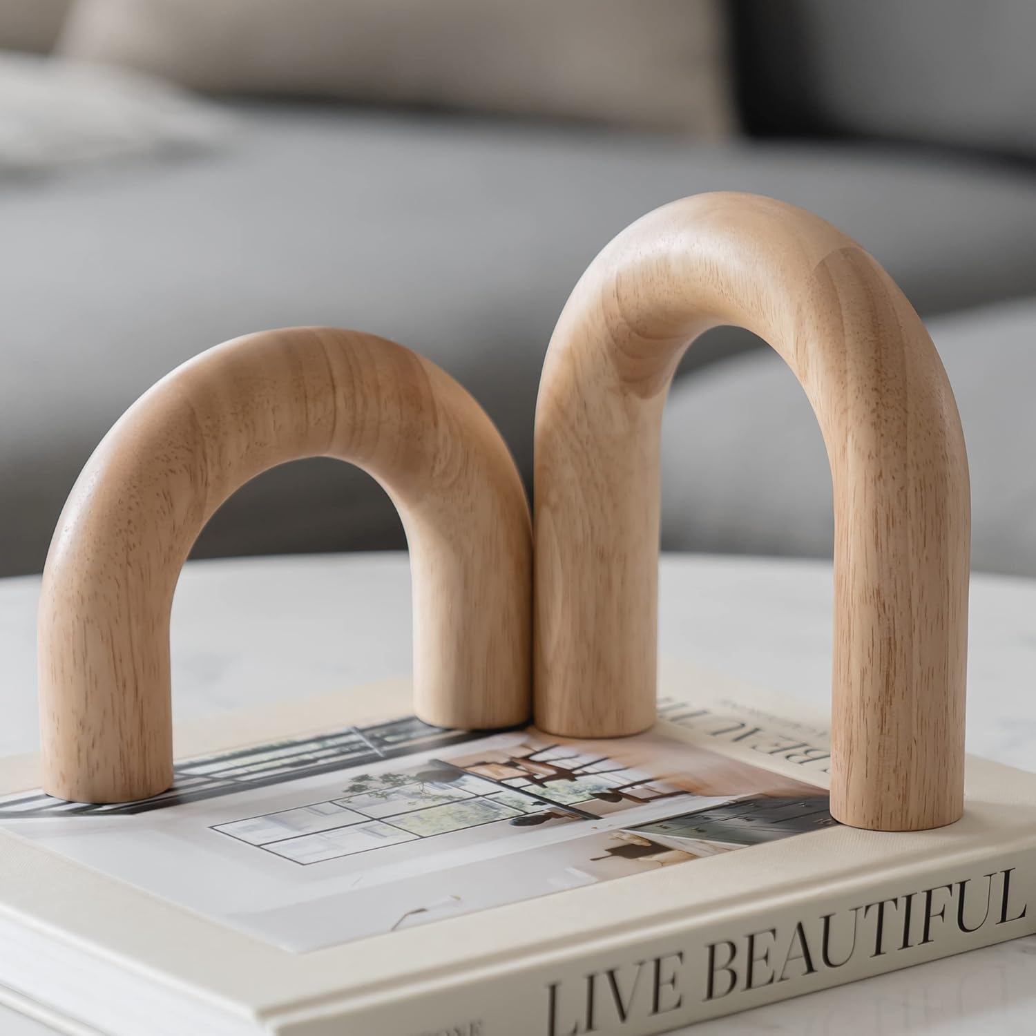 Modern Bookshelf Decor / Natural / 2-piece